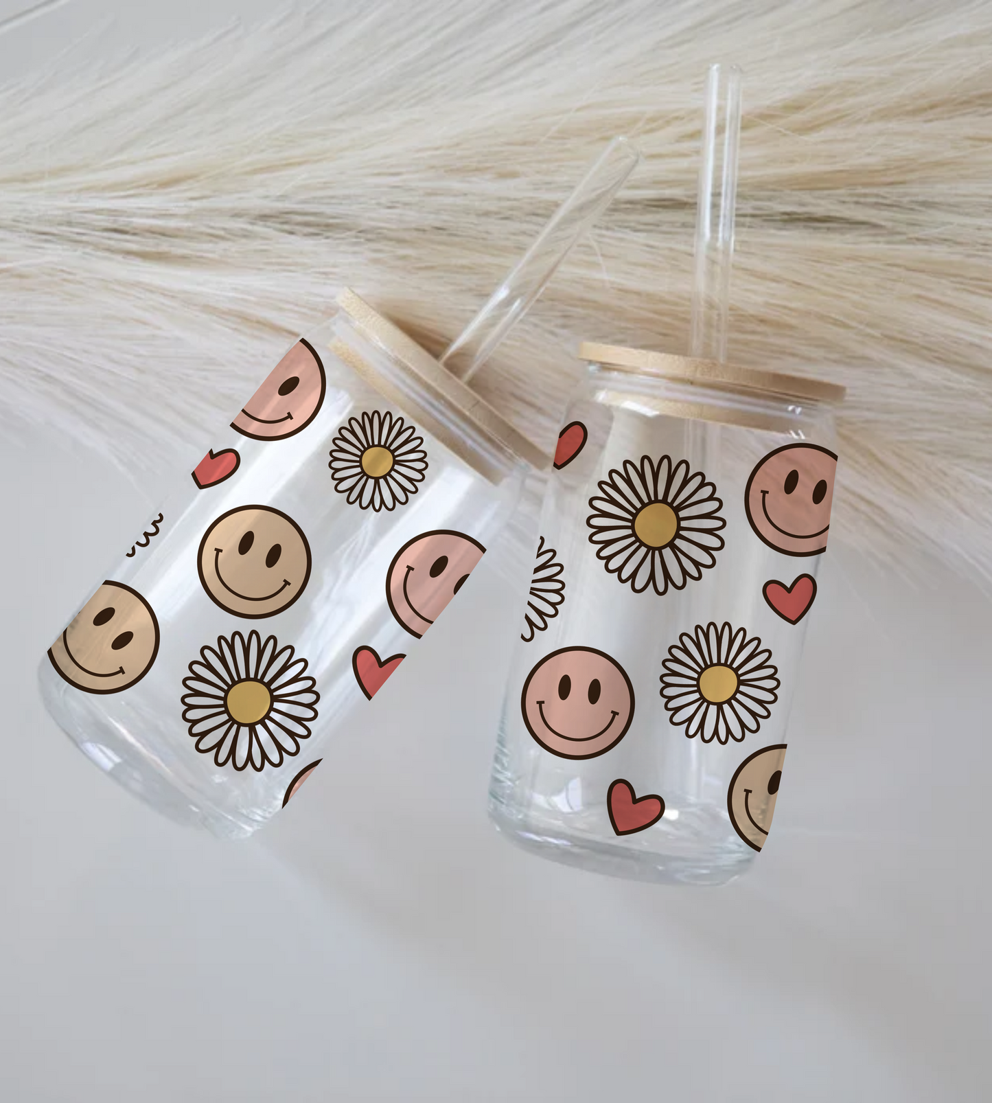 Daisy & Smileys - Glass Tumbler