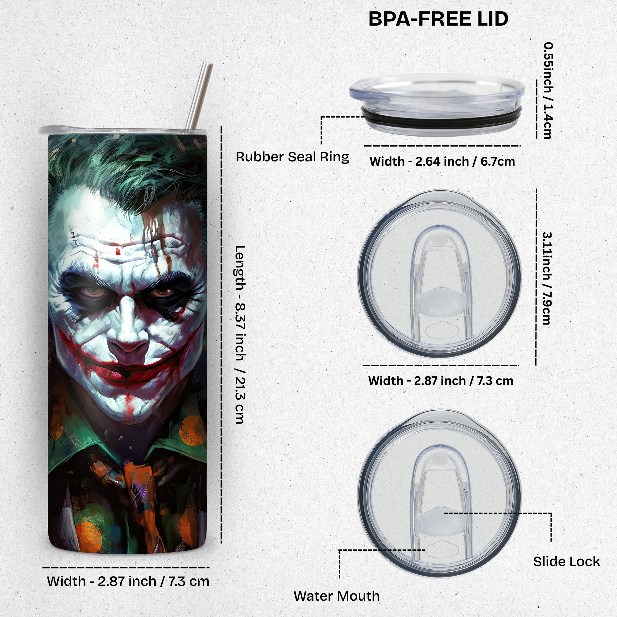 Joker 1 Themed Stainless Steel Vacuum Insulated Tumbler