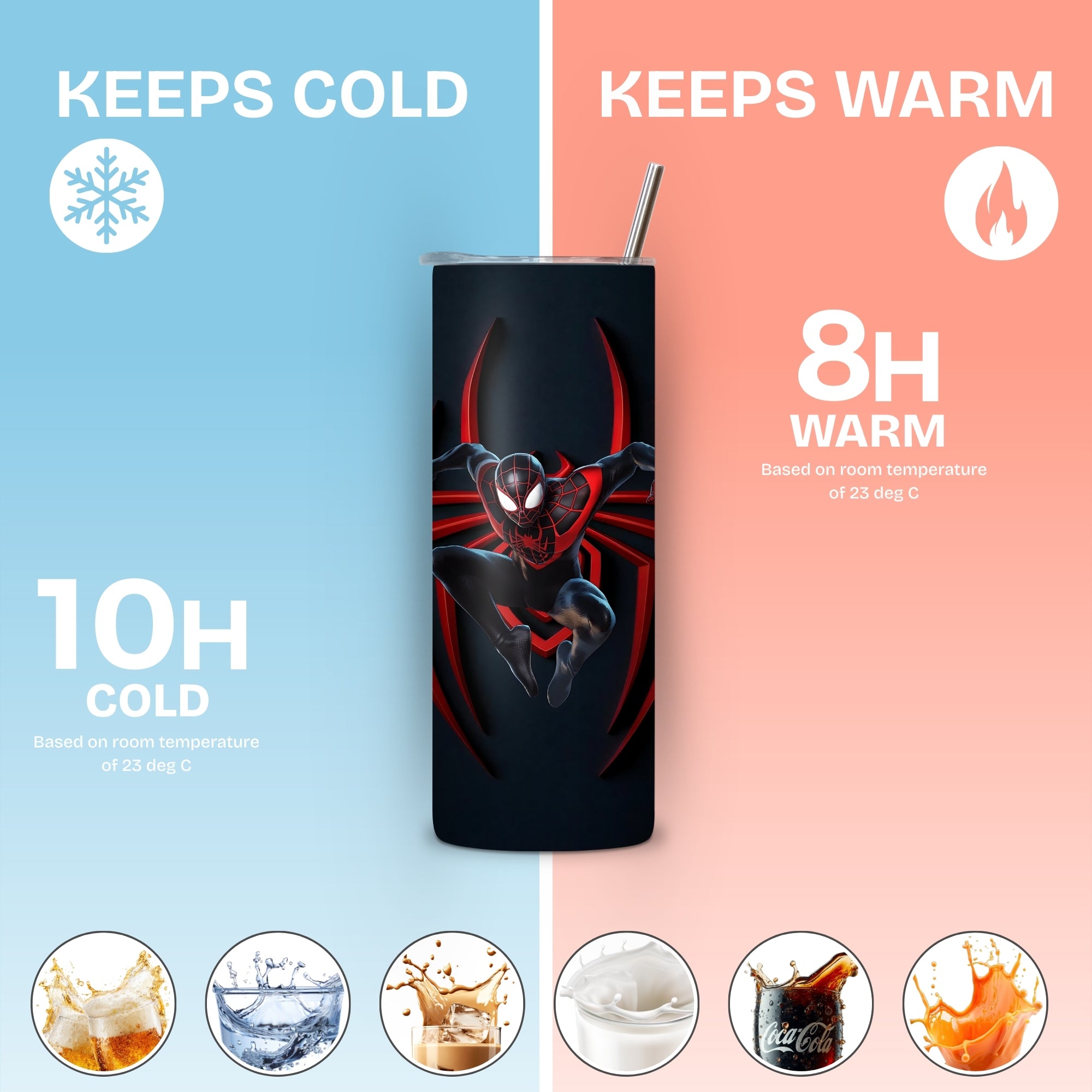 Spider Spiderman Themed Stainless Steel Vacuum Insulated Tumbler