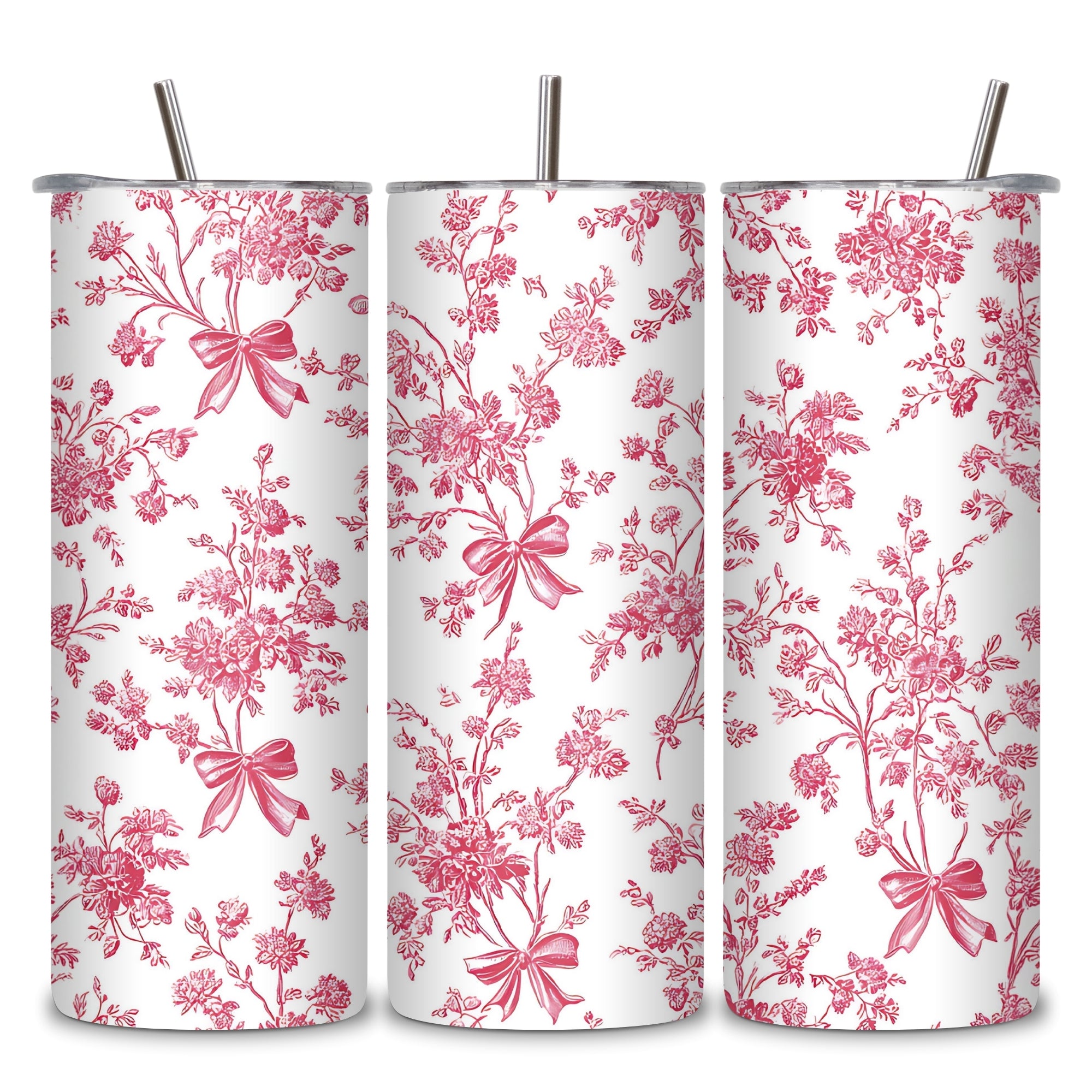 Pink Floral Themed Stainless Steel Vacuum Insulated Tumbler