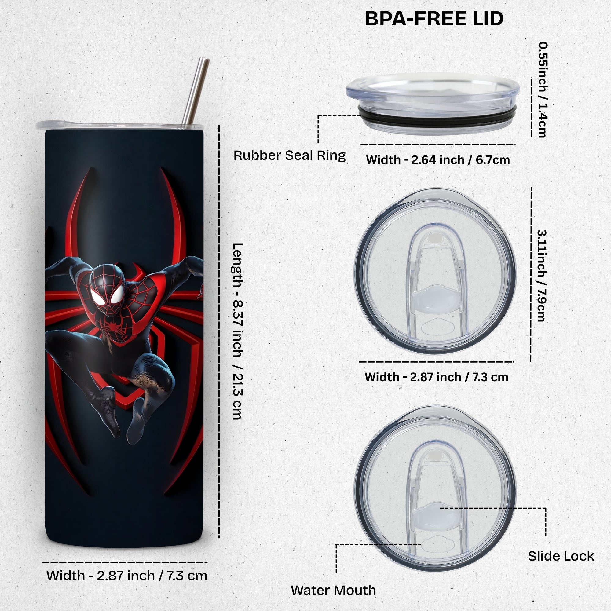 Spider Spiderman Themed Stainless Steel Vacuum Insulated Tumbler