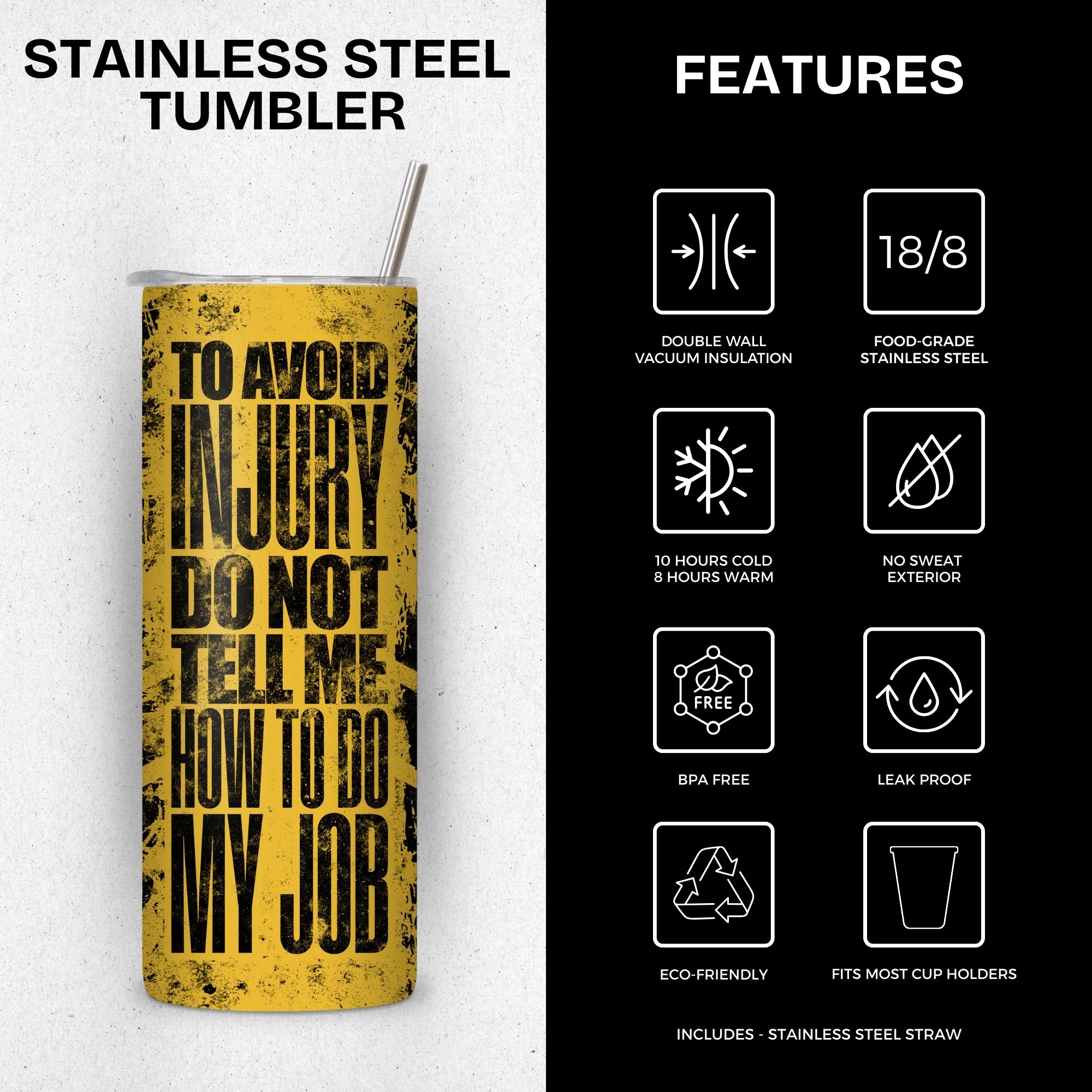 Office Sarcasm Themed Stainless Steel Vacuum Insulated Tumbler