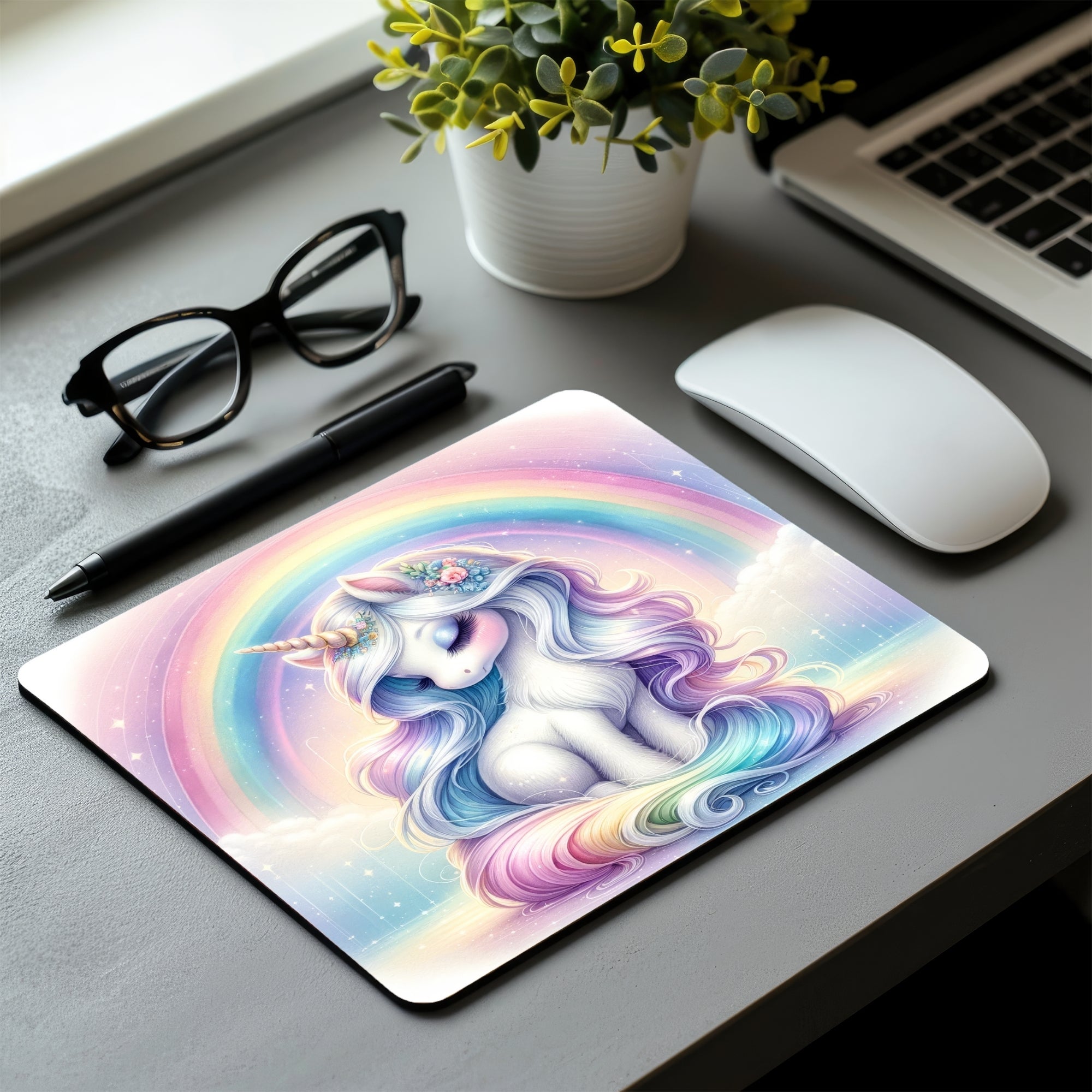 Rainbow Unicorn Mouse Pad