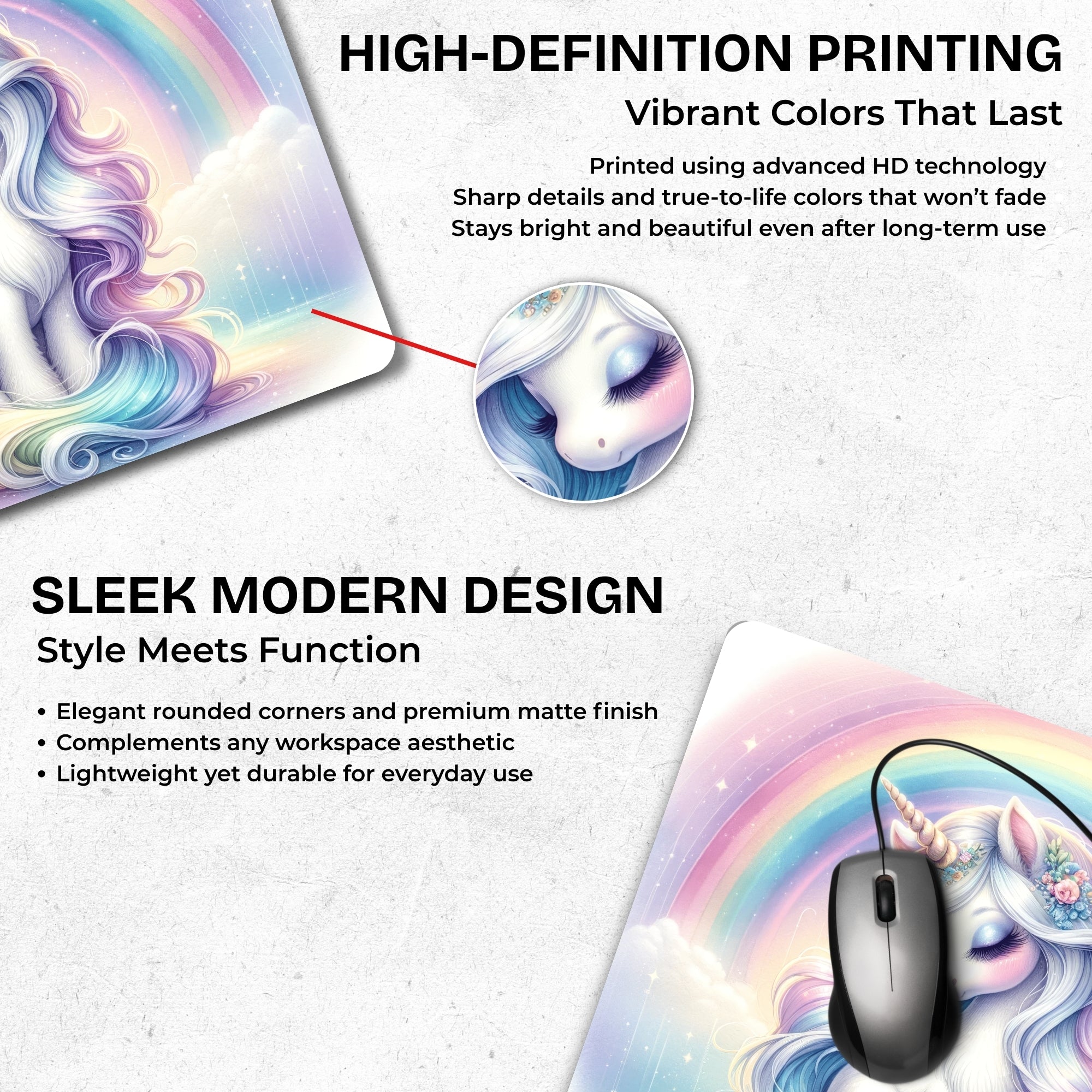 Rainbow Unicorn Mouse Pad