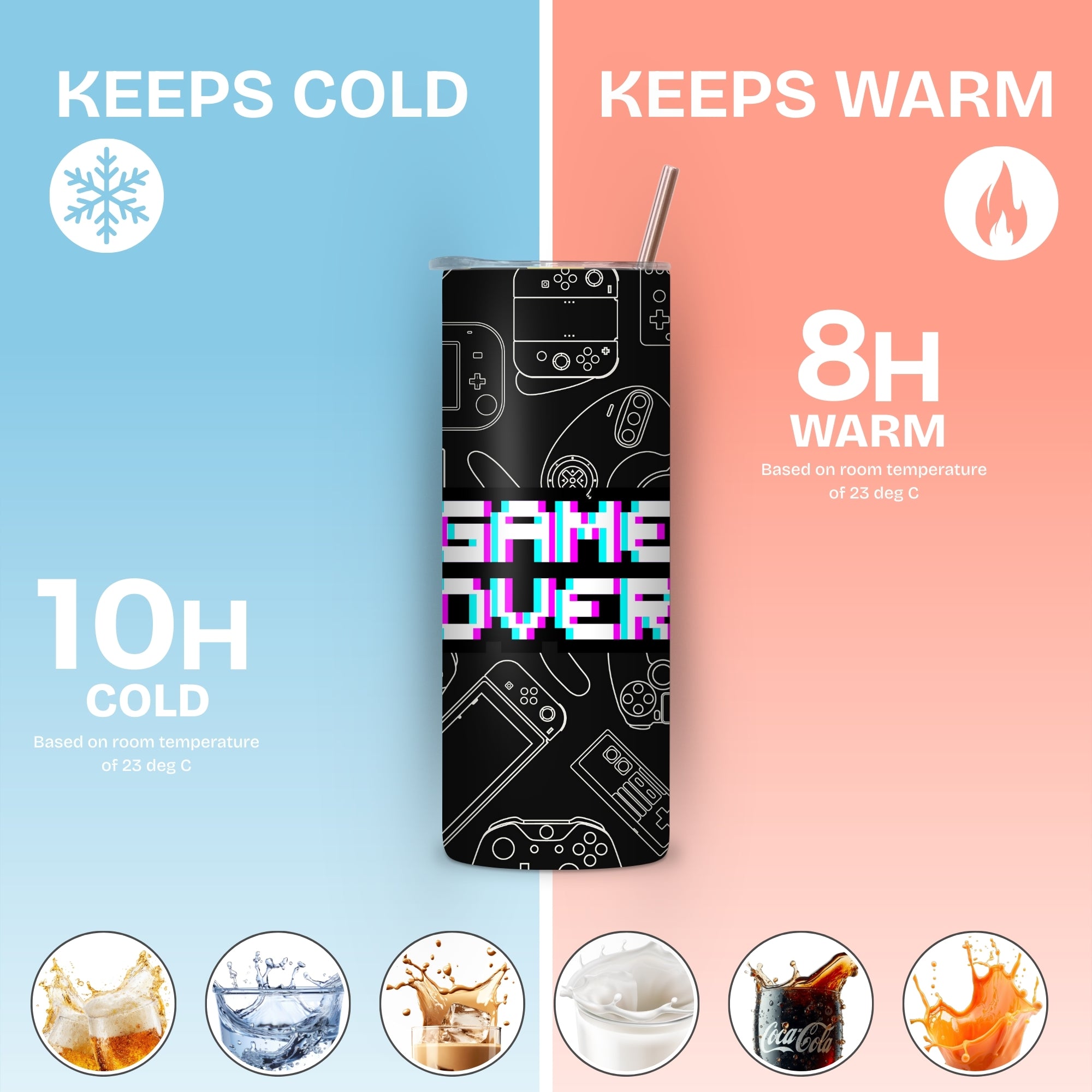 Game Nerd Themed Stainless Steel Vacuum Insulated Tumbler