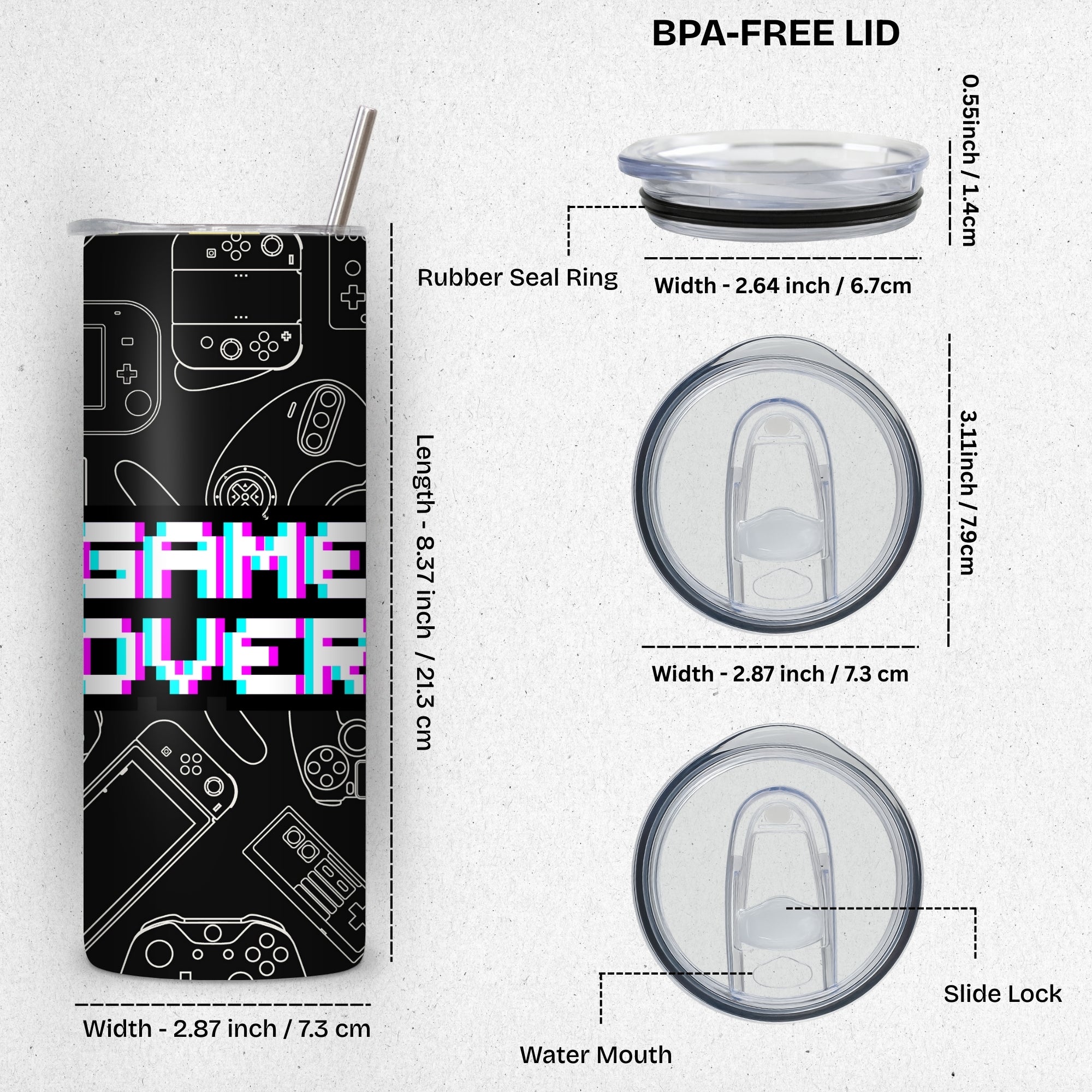 Game Nerd Themed Stainless Steel Vacuum Insulated Tumbler