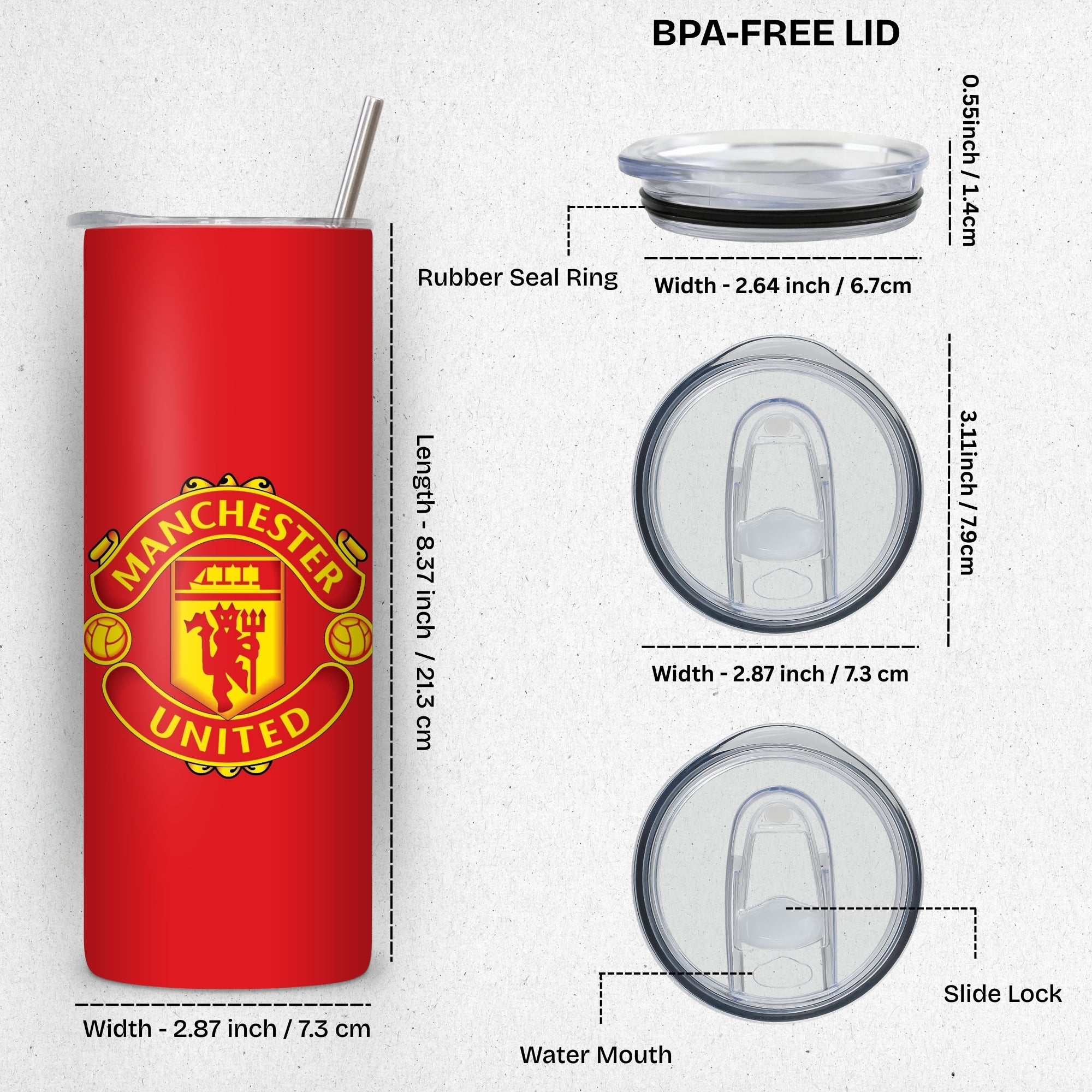 Manchester United Themed Stainless Steel Vacuum Insulated Tumbler