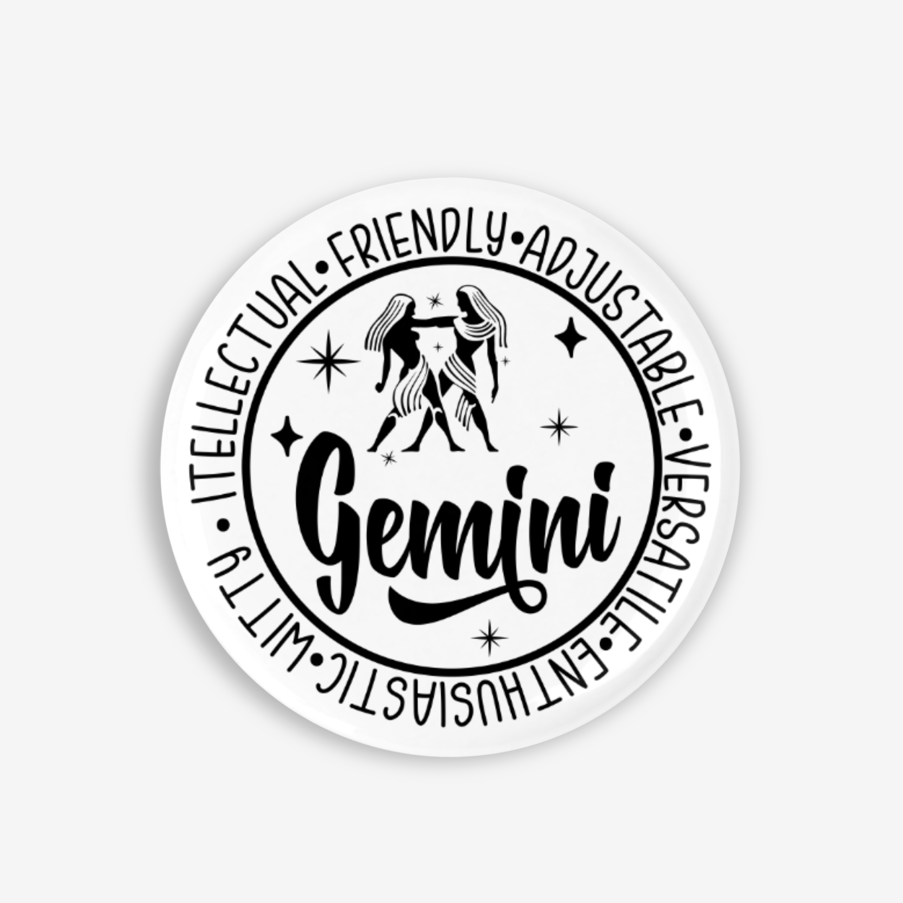 Zodiac Gemini Button Pin / Magnet