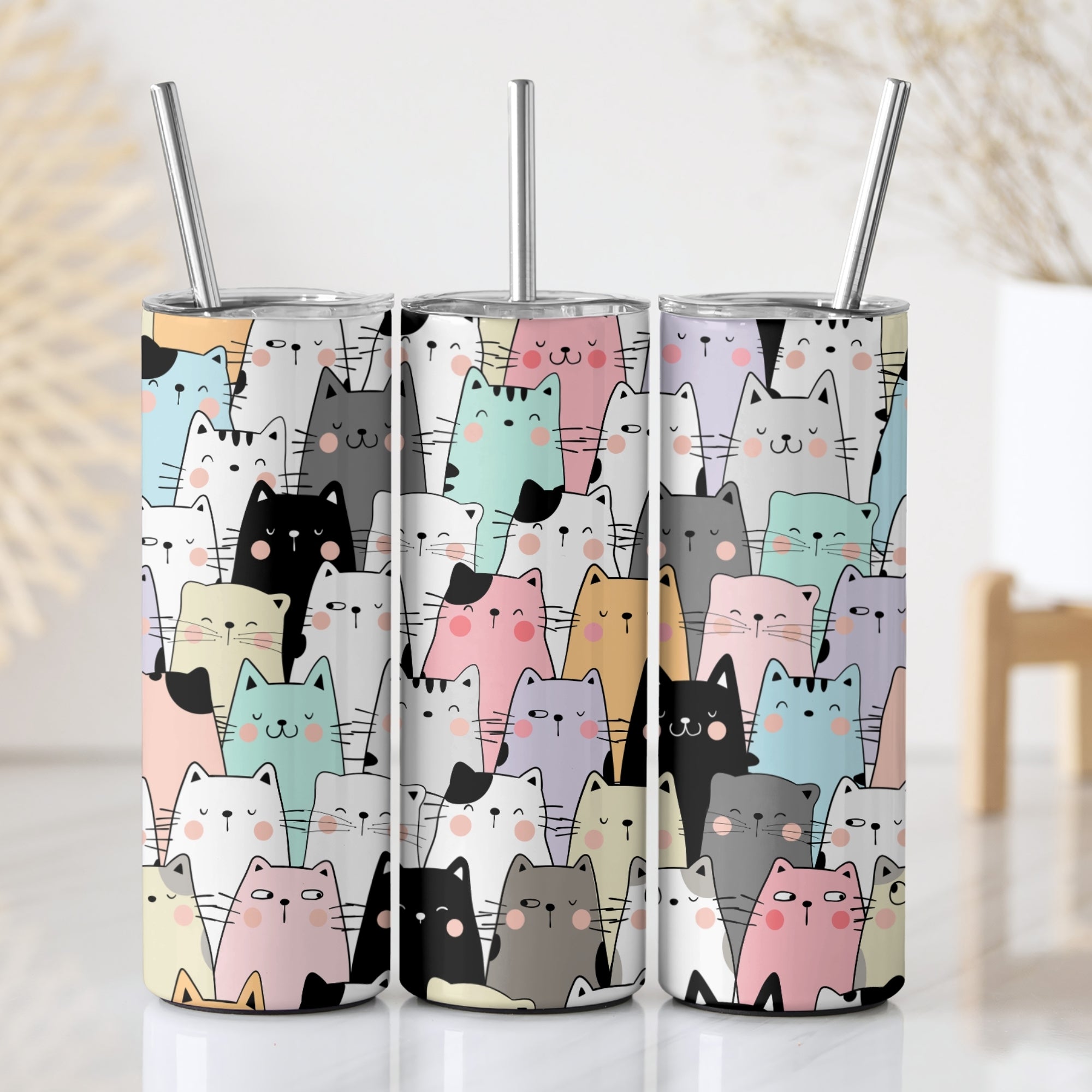 Cute Cats Themed Stainless Steel Vacuum Insulated Tumbler