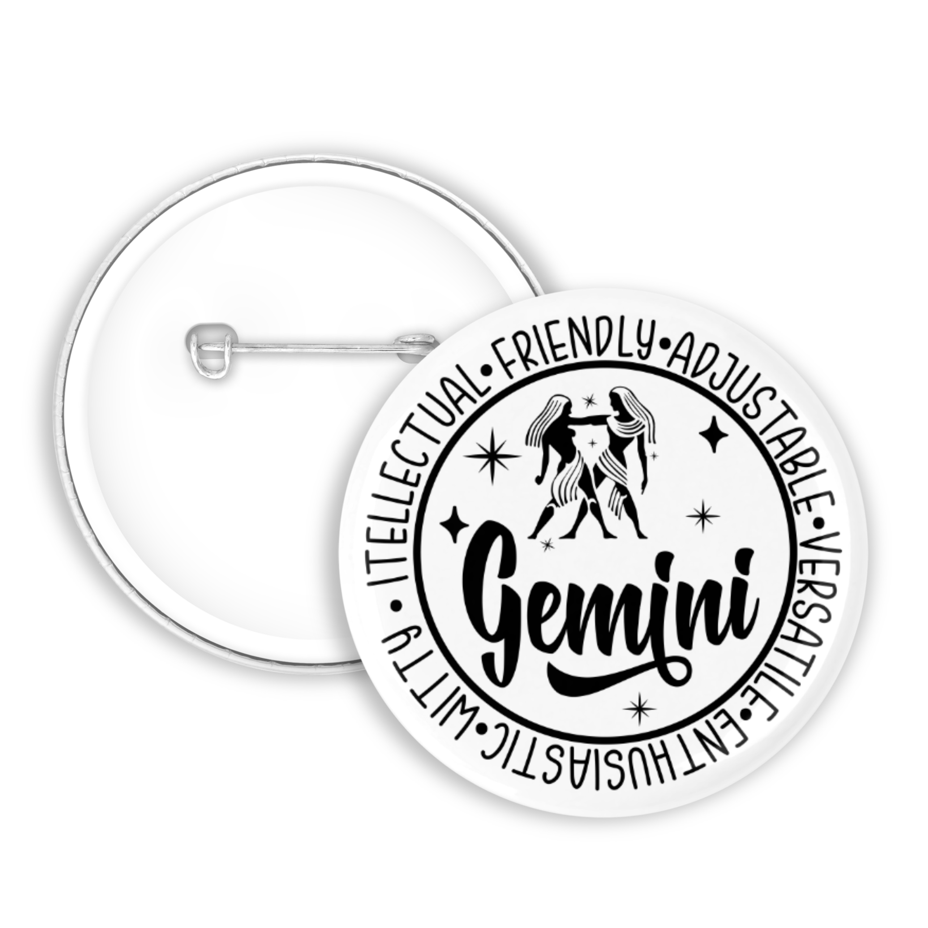 Zodiac Gemini Button Pin / Magnet