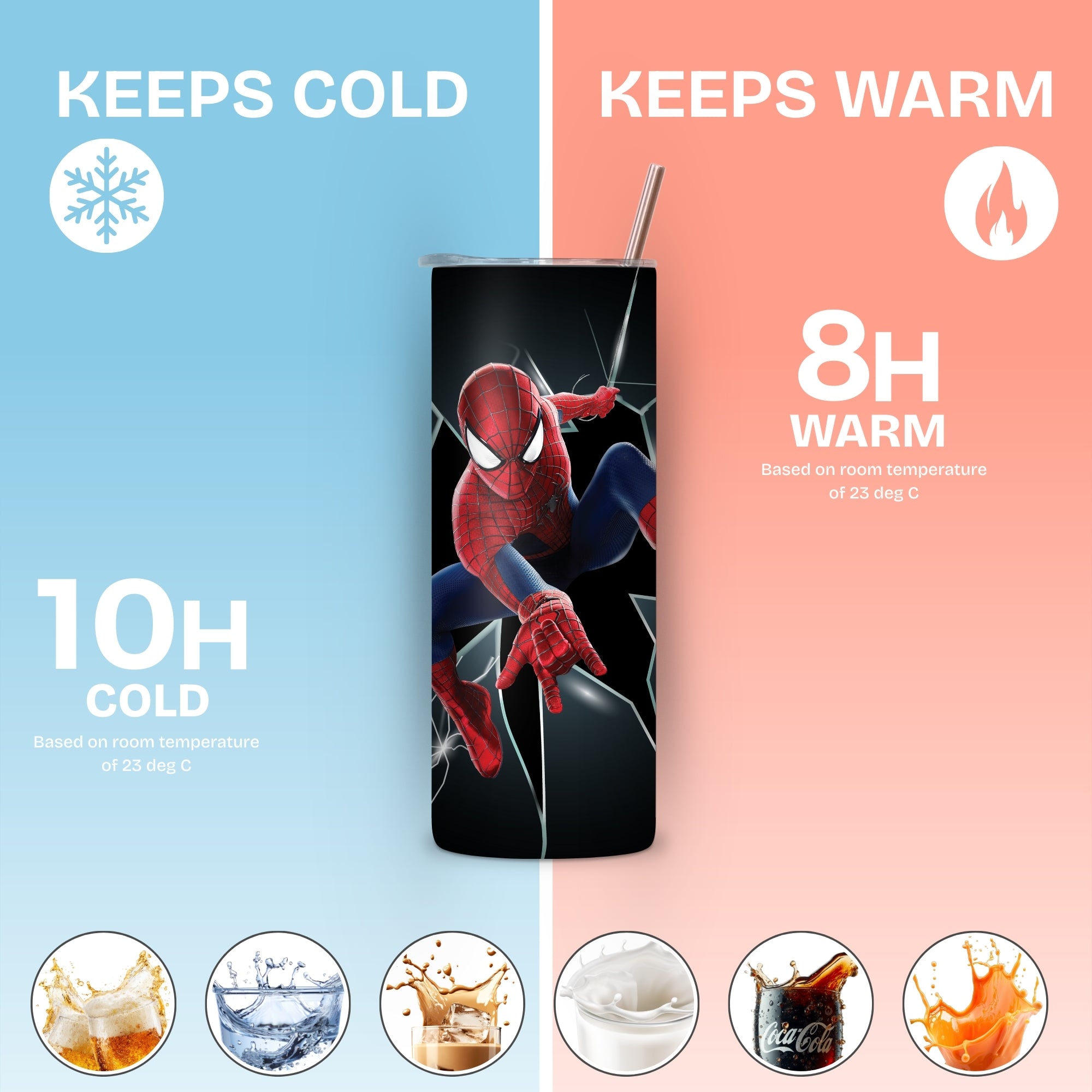 Spiderman Themed Stainless Steel Vacuum Insulated Tumbler