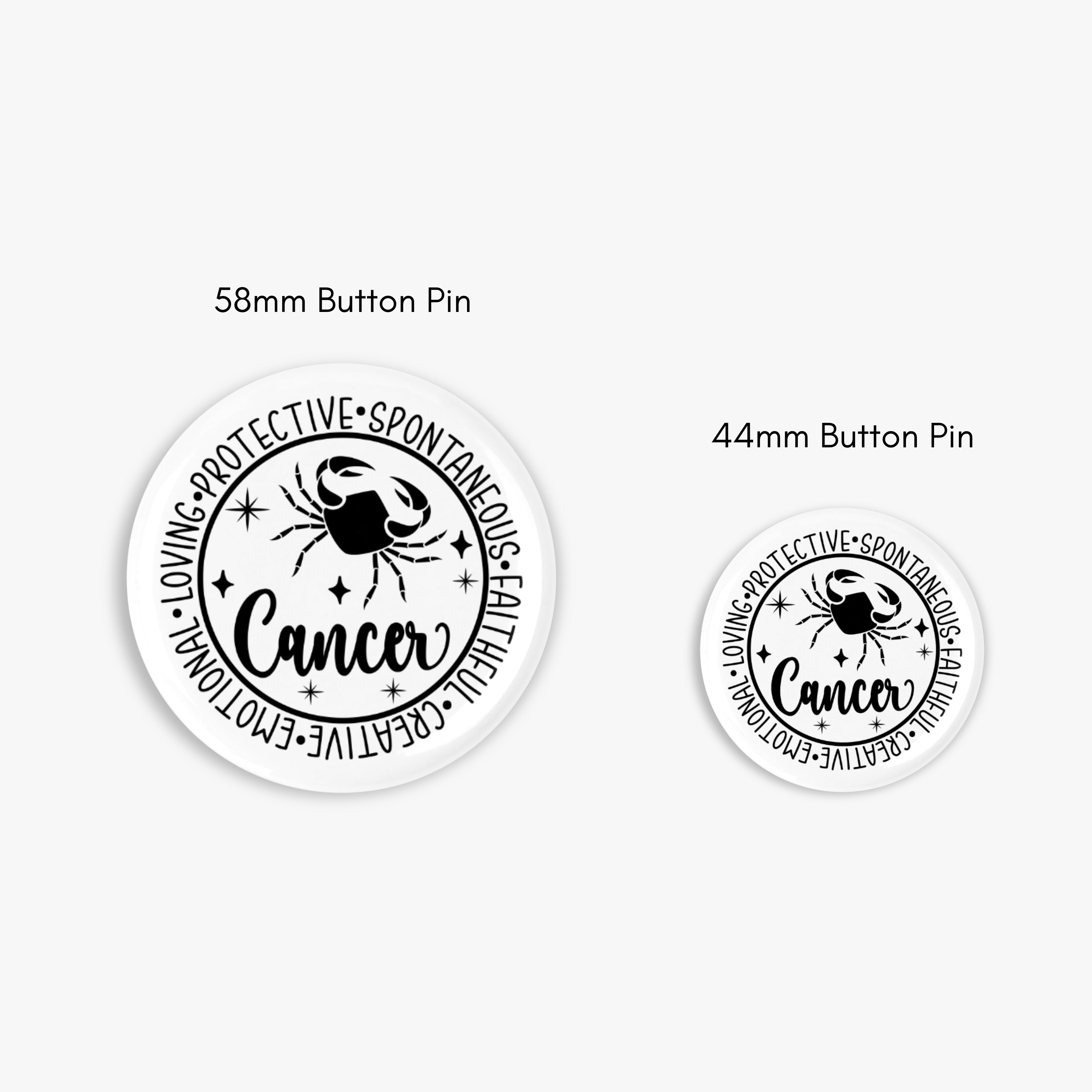 Zodiac Cancer Button Pin / Magnet