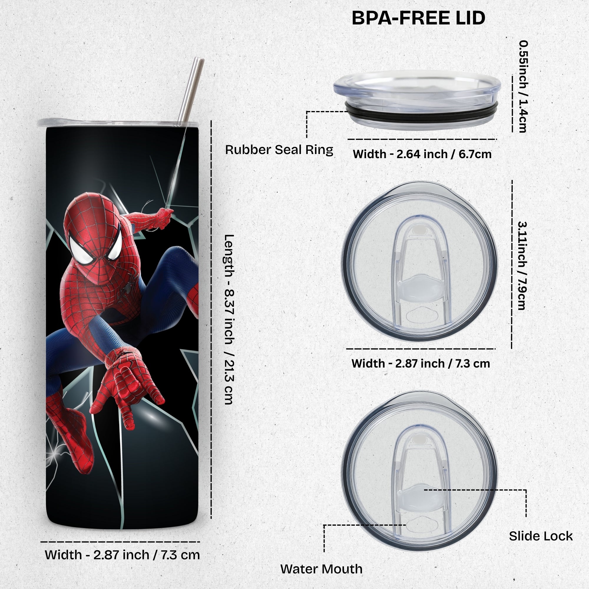 Spiderman Themed Stainless Steel Vacuum Insulated Tumbler