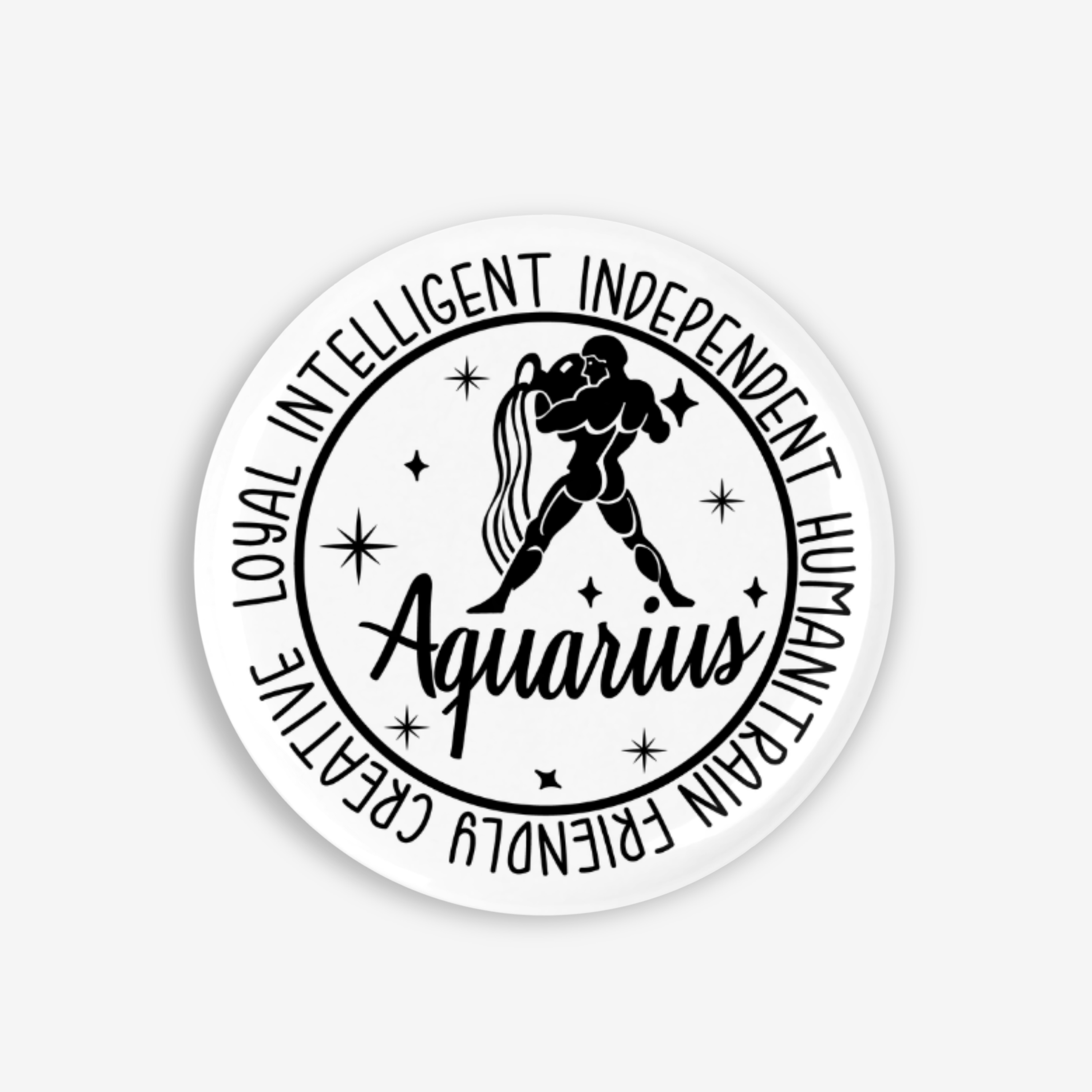 Zodiac Aquarius Button Pin / Magnet