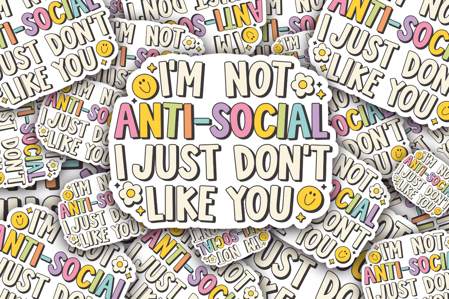 I'm Not Antisocial Vinyl Waterproof Sticker