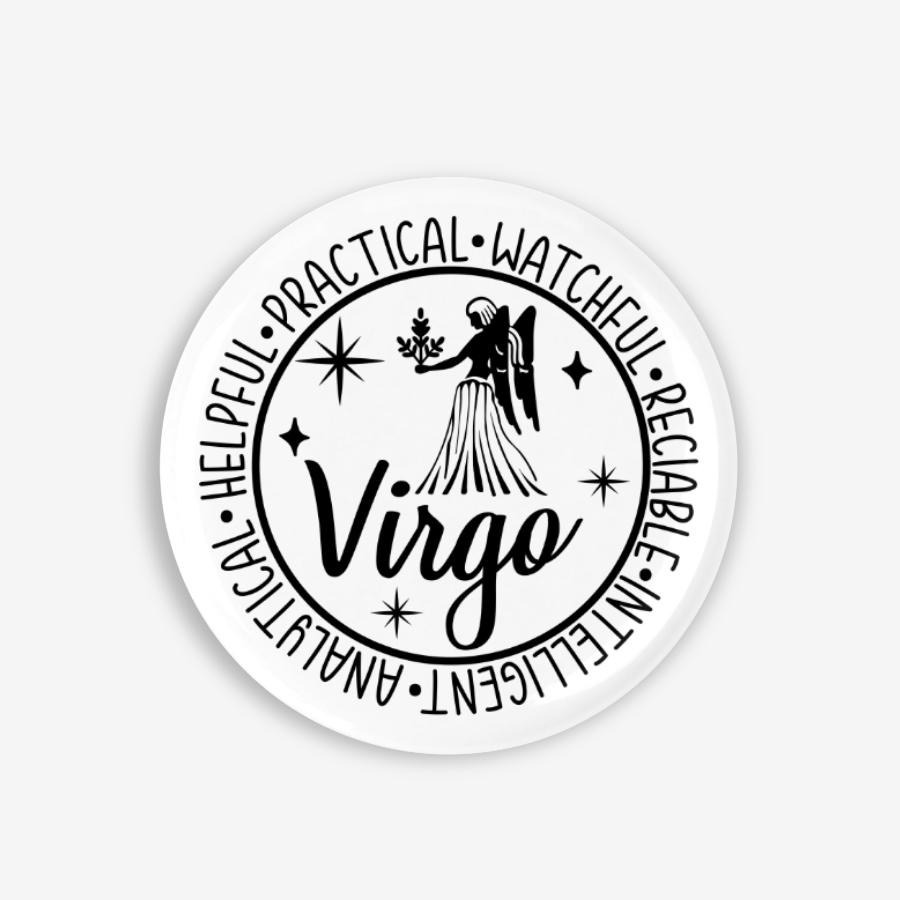 Zodiac Virgo Button Pin / Magnet