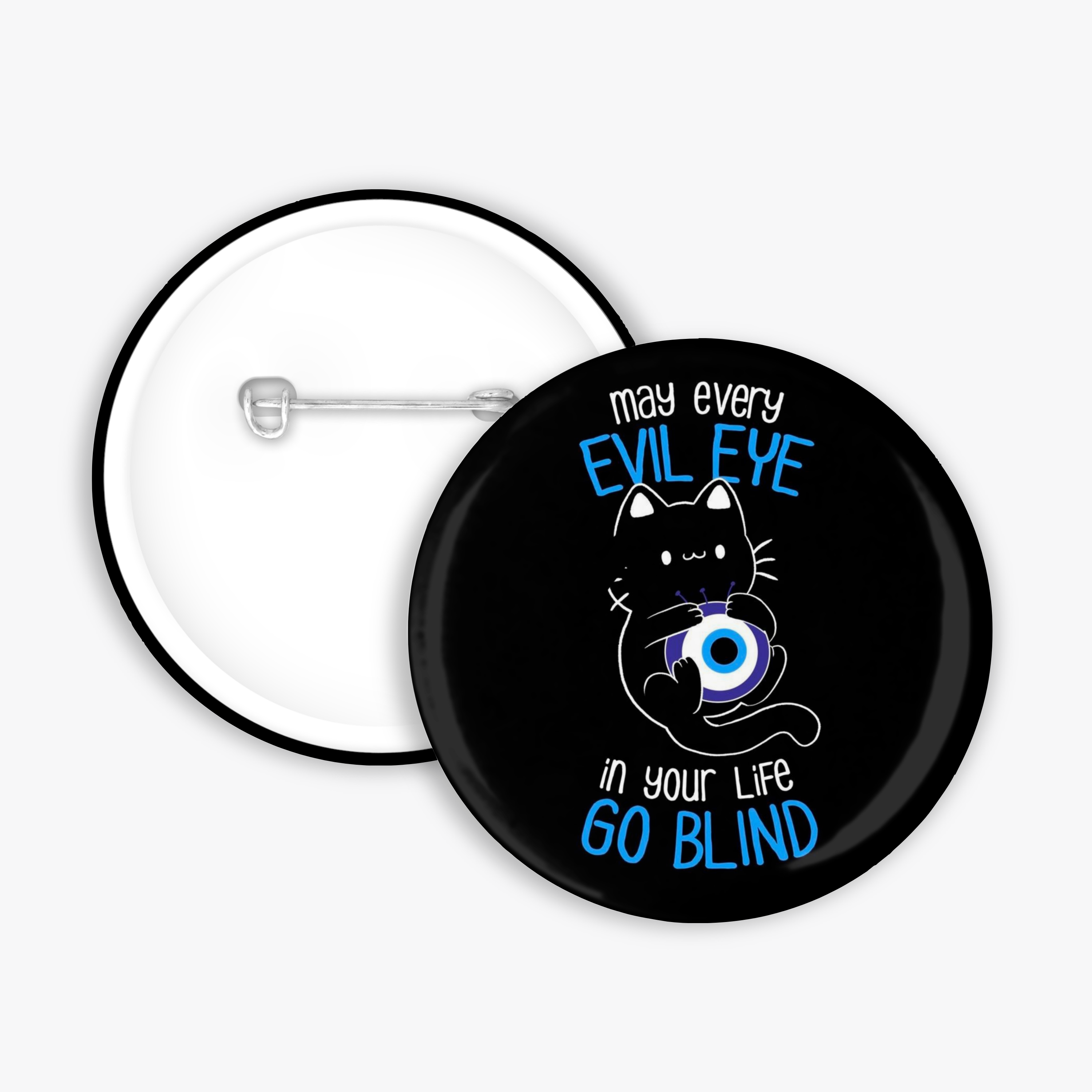 Cat and Evil Eye - Button Pin / Magnet
