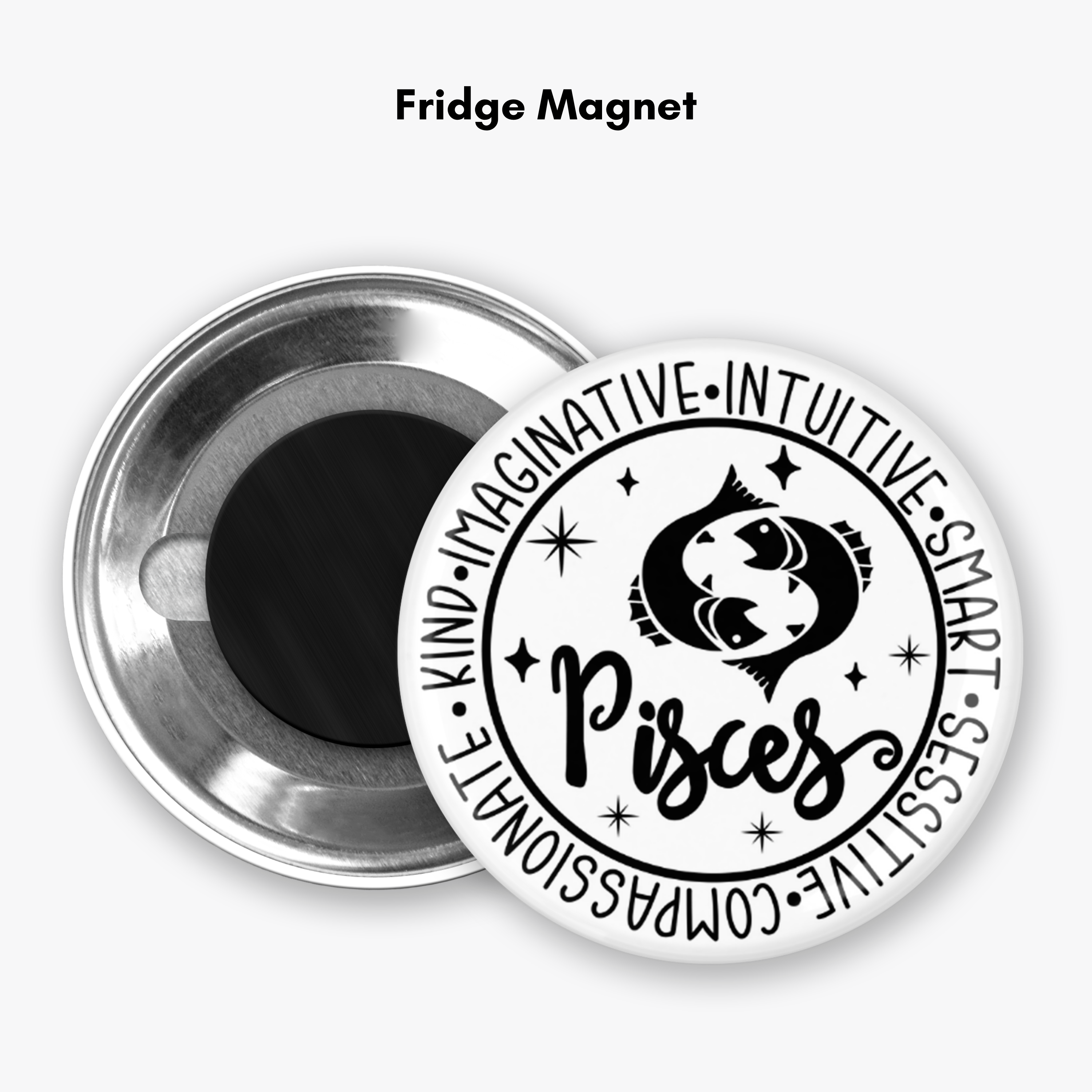 Zodiac Pisces Button Pin / Magnet