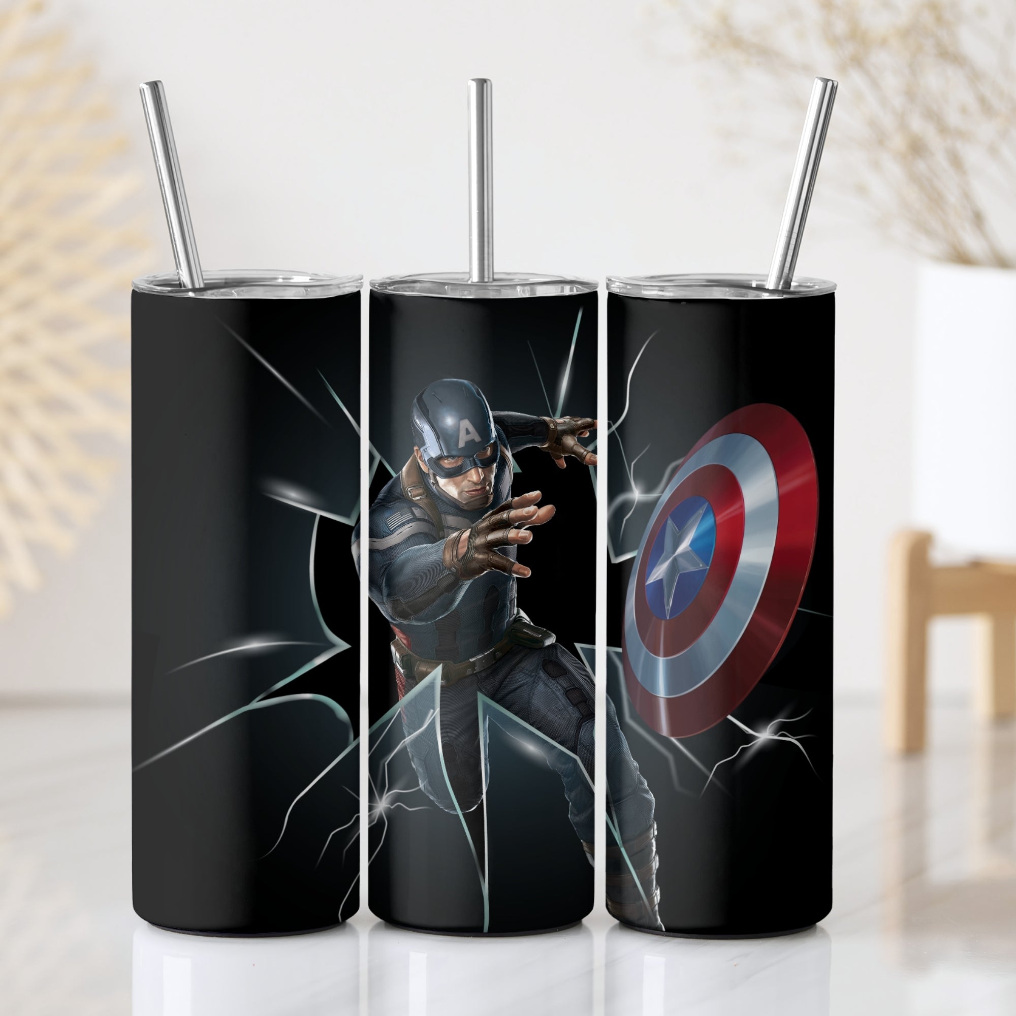 Captain America Themed Stainless Steel Vacuum Insulated Tumbler