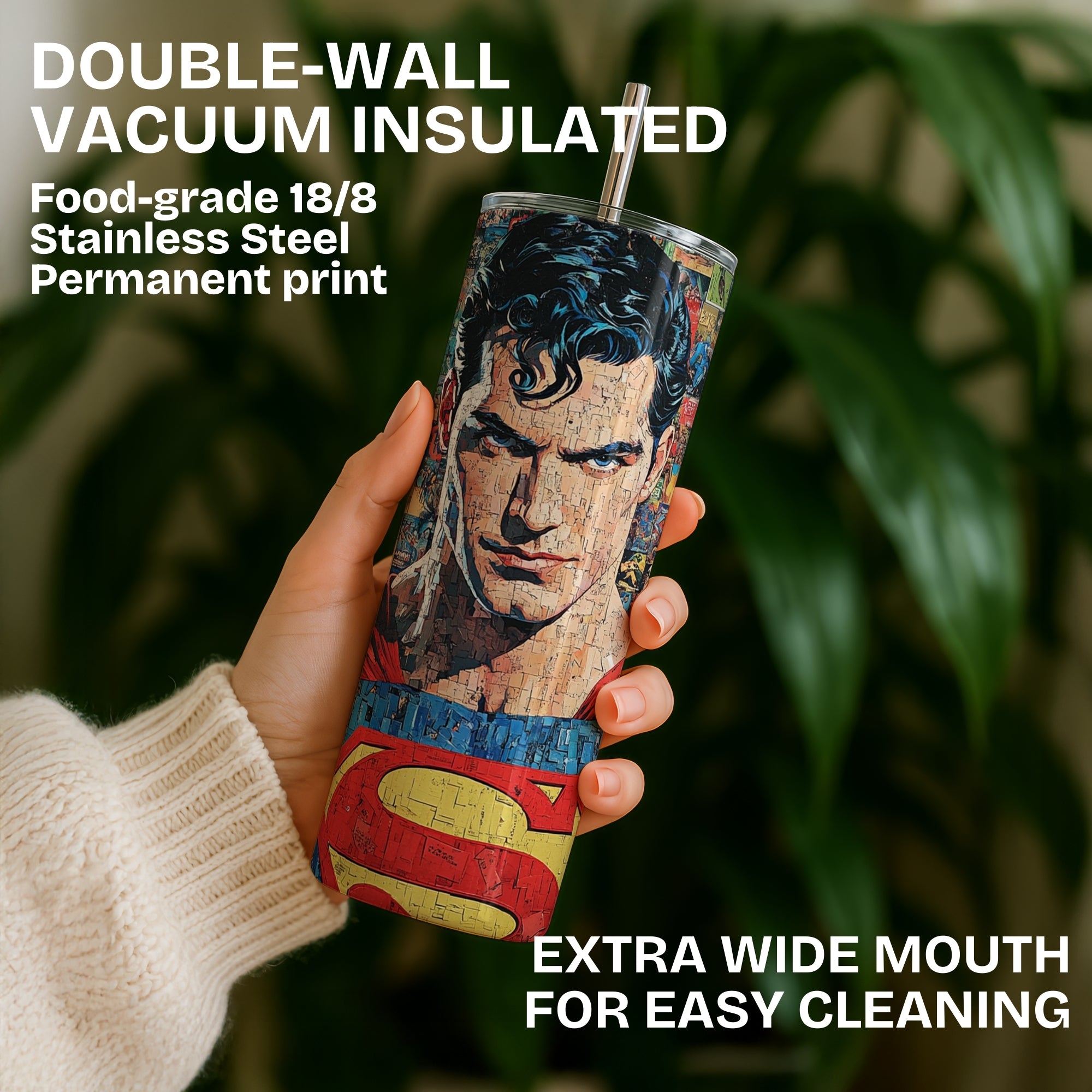 SuperMan Themed Stainless Steel Vacuum Insulated Tumbler