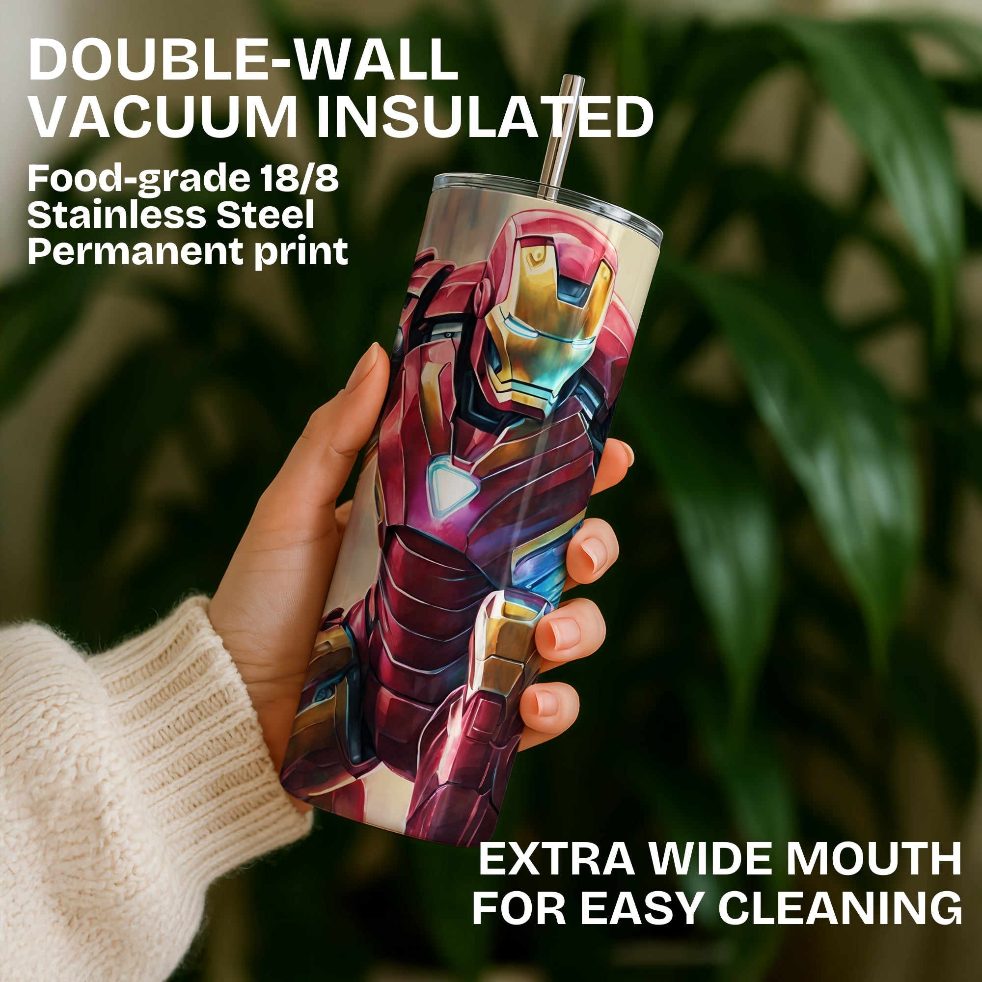 Iron Man Themed Stainless Steel Vacuum Insulated Tumbler