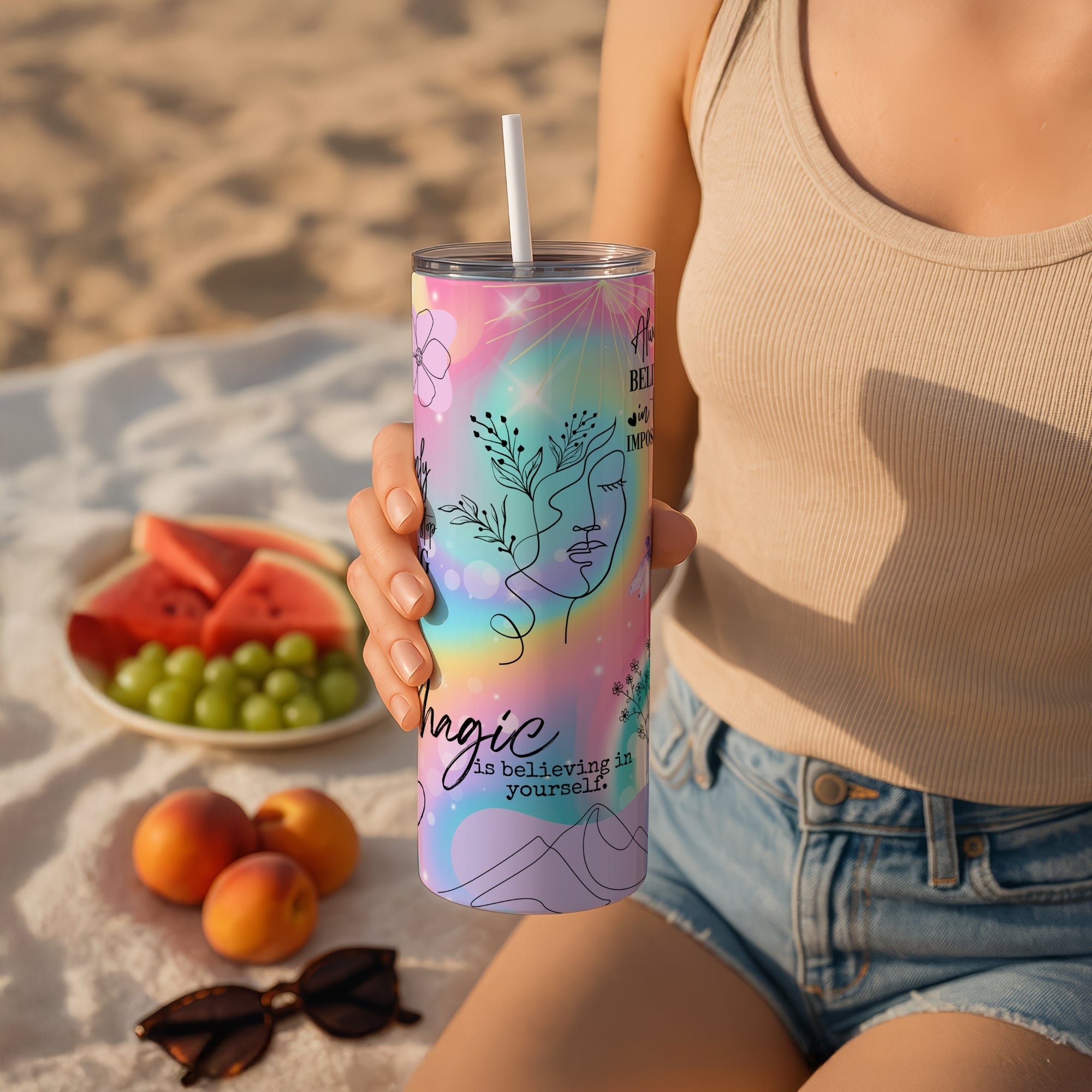 Unicorn Colored Affirmations Stainless Steel Vacuum Insulated Tumbler