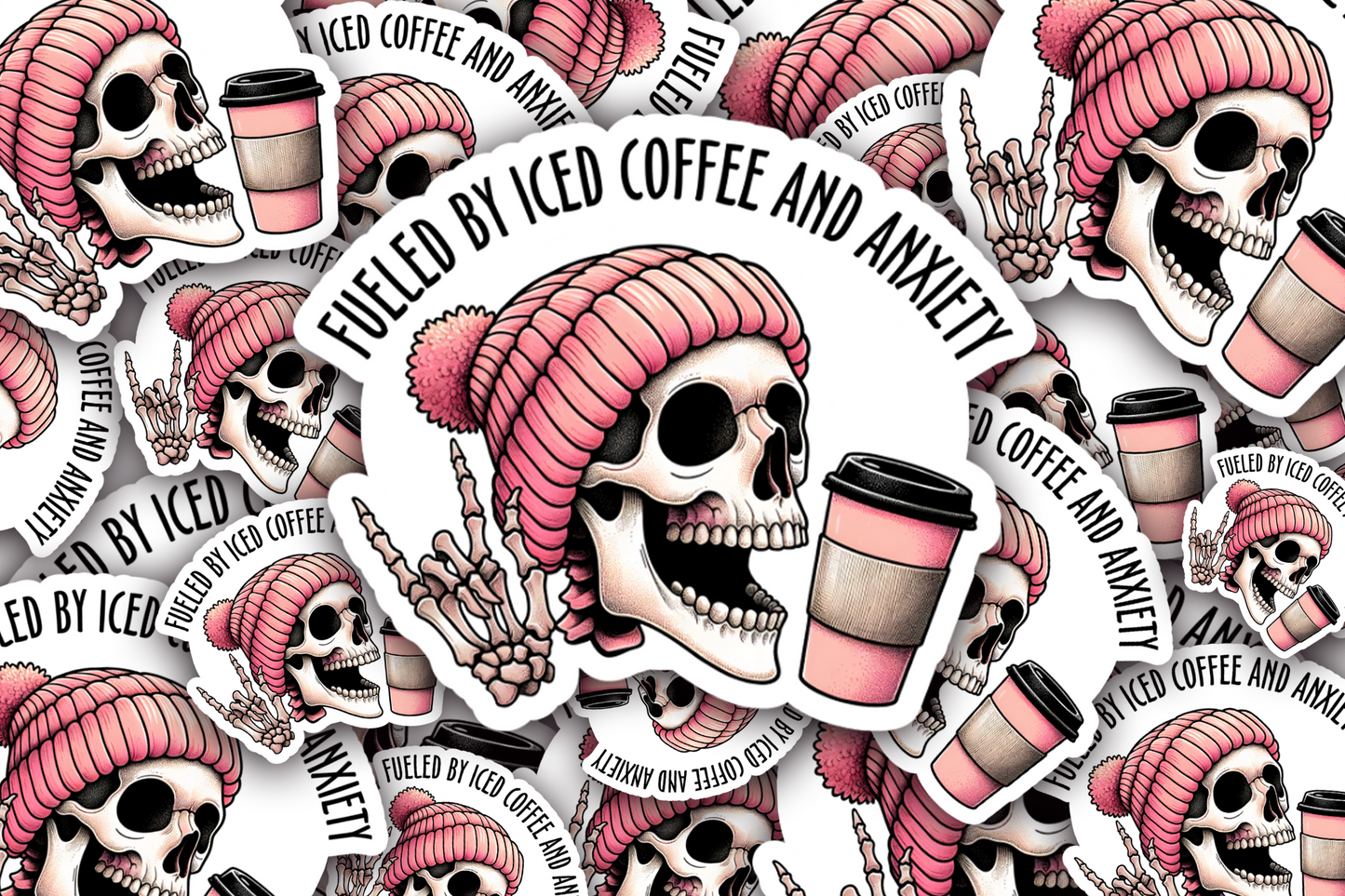 Fueled By Coffee & Anxiety Vinyl Waterproof Sticker