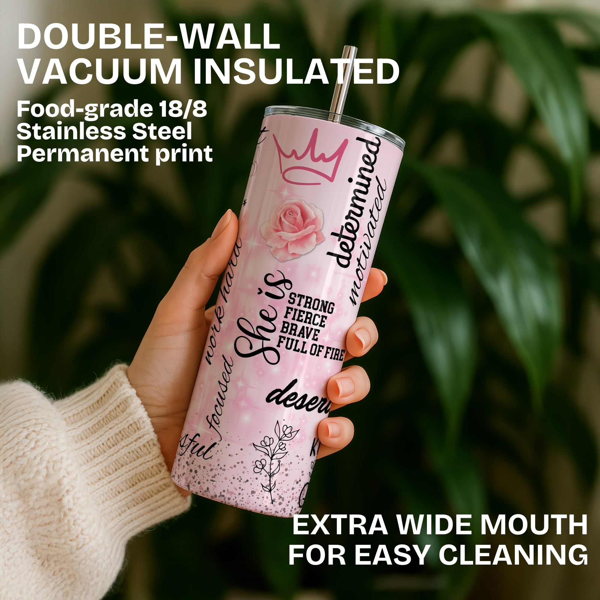Affirmations for her Themed Stainless Steel Vacuum Insulated Tumbler