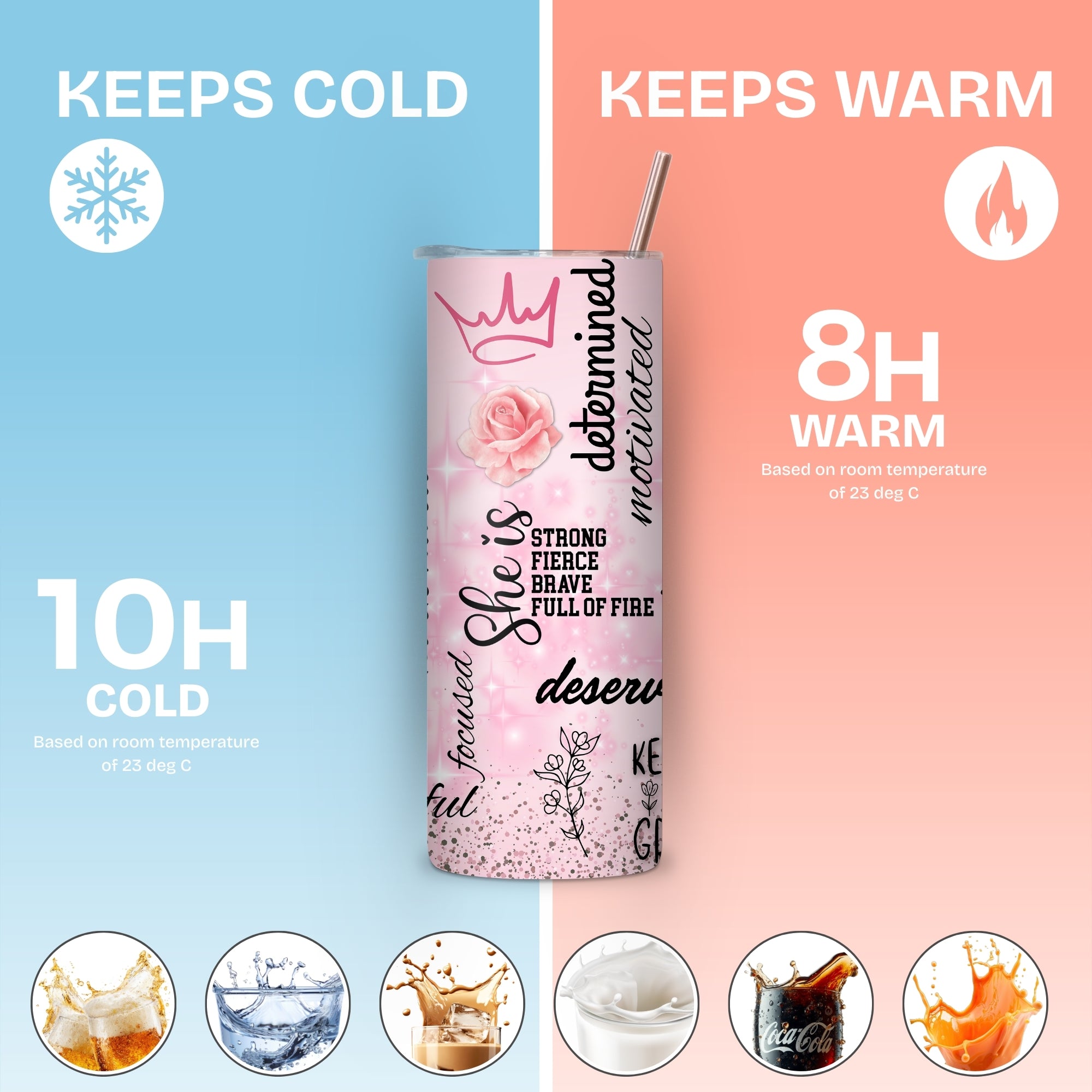 Affirmations for her Themed Stainless Steel Vacuum Insulated Tumbler