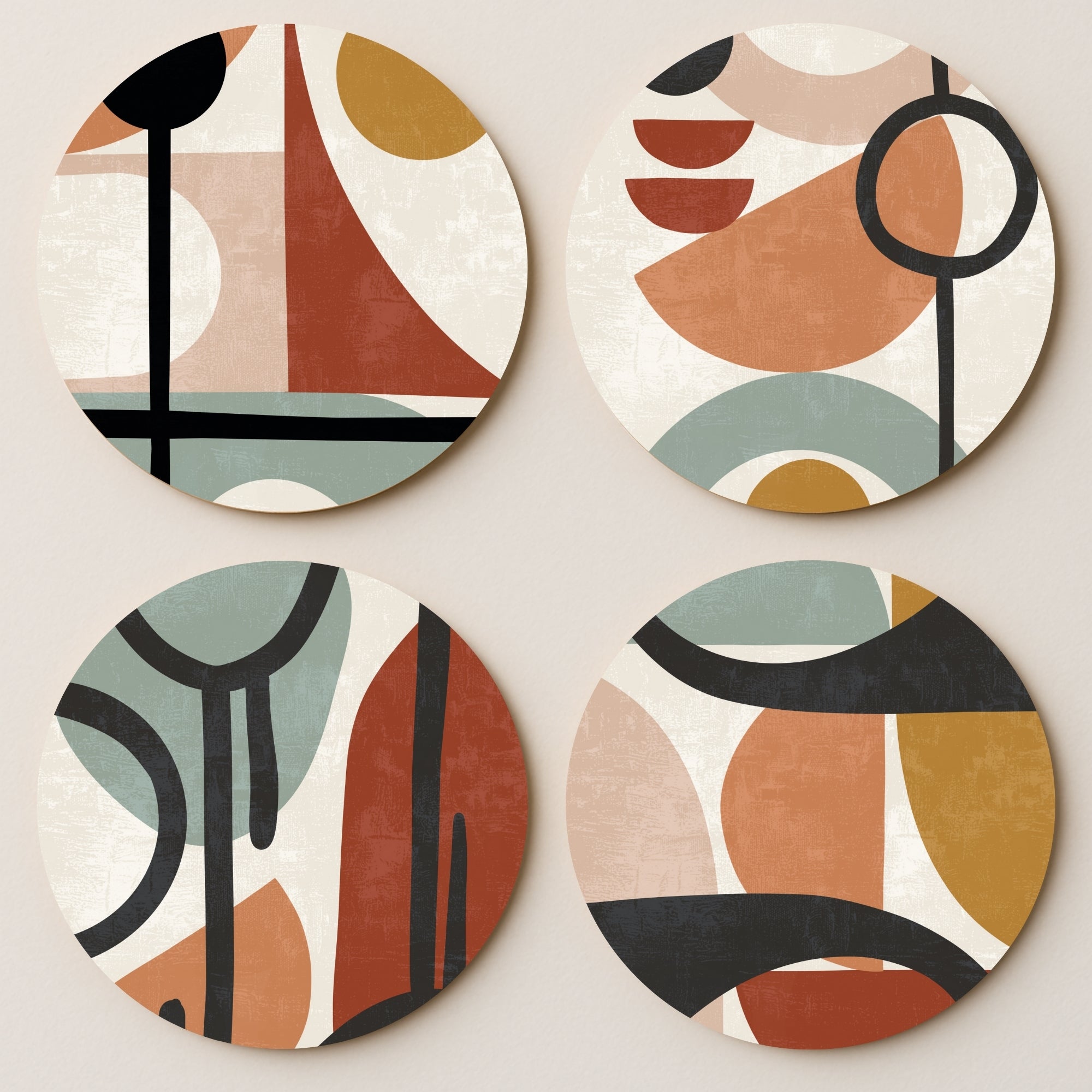 Abstract Boho MDF Coasters - Set Of 4