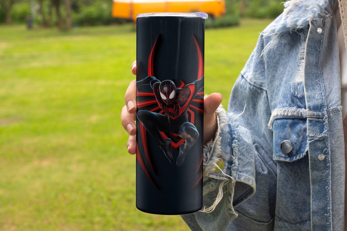 Black Spiderman Themed Stainless Steel Vacuum Insulated Tumbler