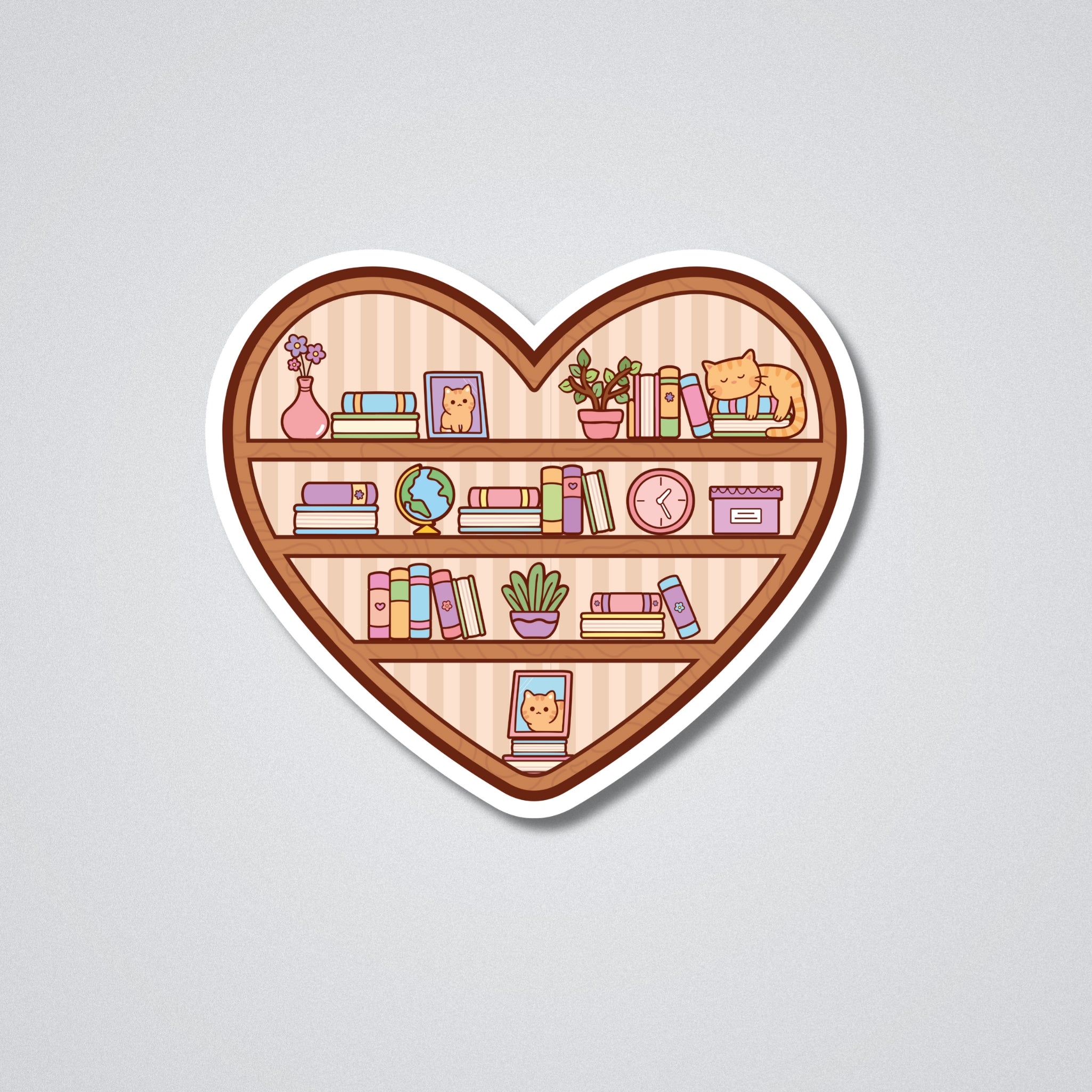 Cat Bookshelf Vinyl Waterproof Sticker