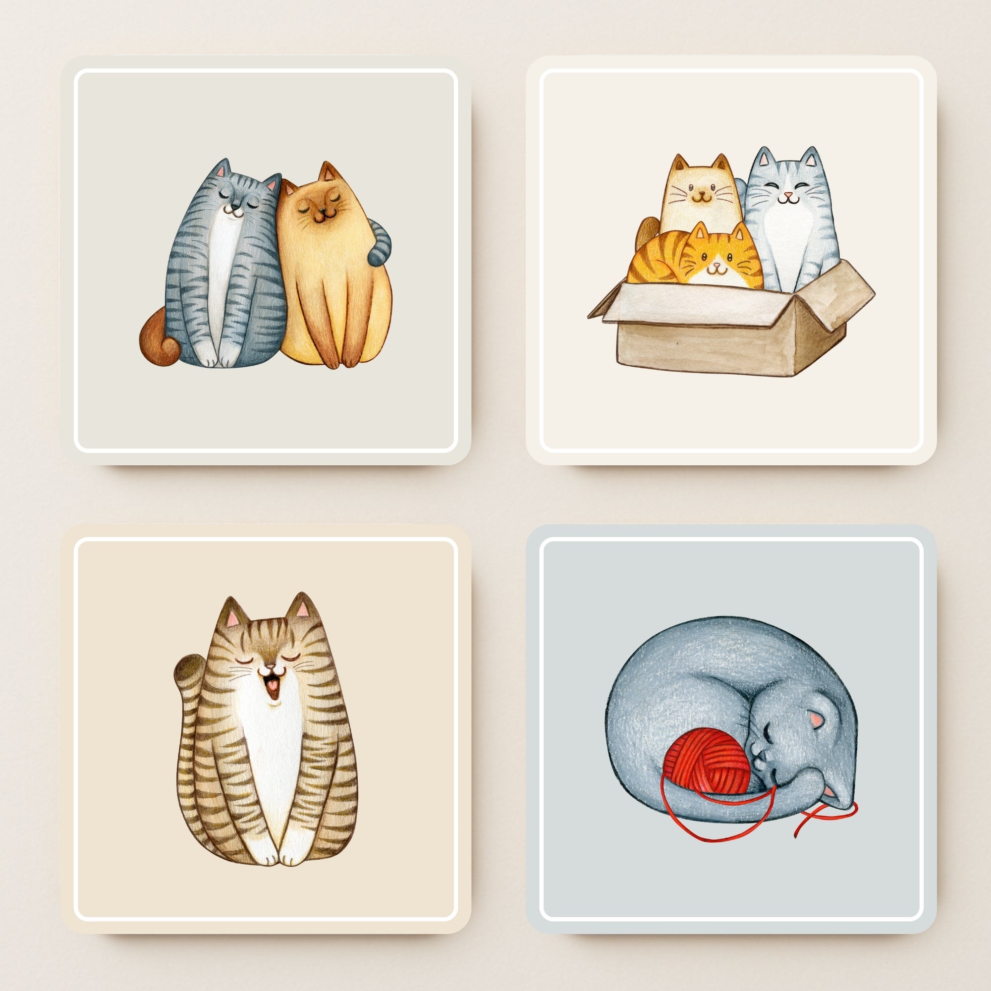 Cute Cats MDF Coaster - Set Of 4