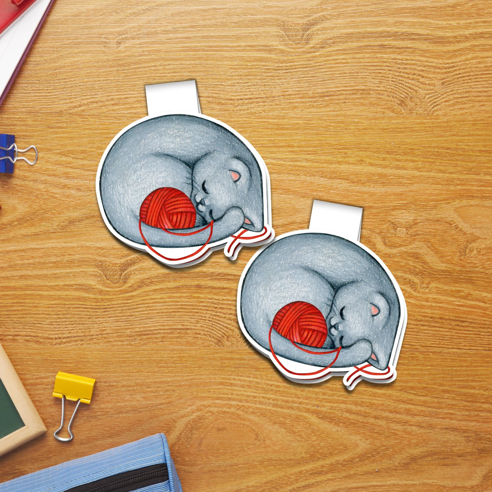 Ninja and Yarn Ball Magnetic Bookmark