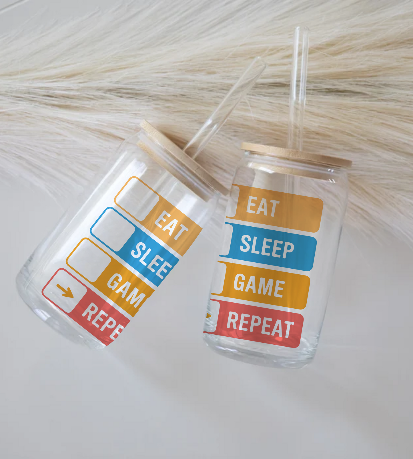 Eat Sleep Game Repeat - Glass Tumbler