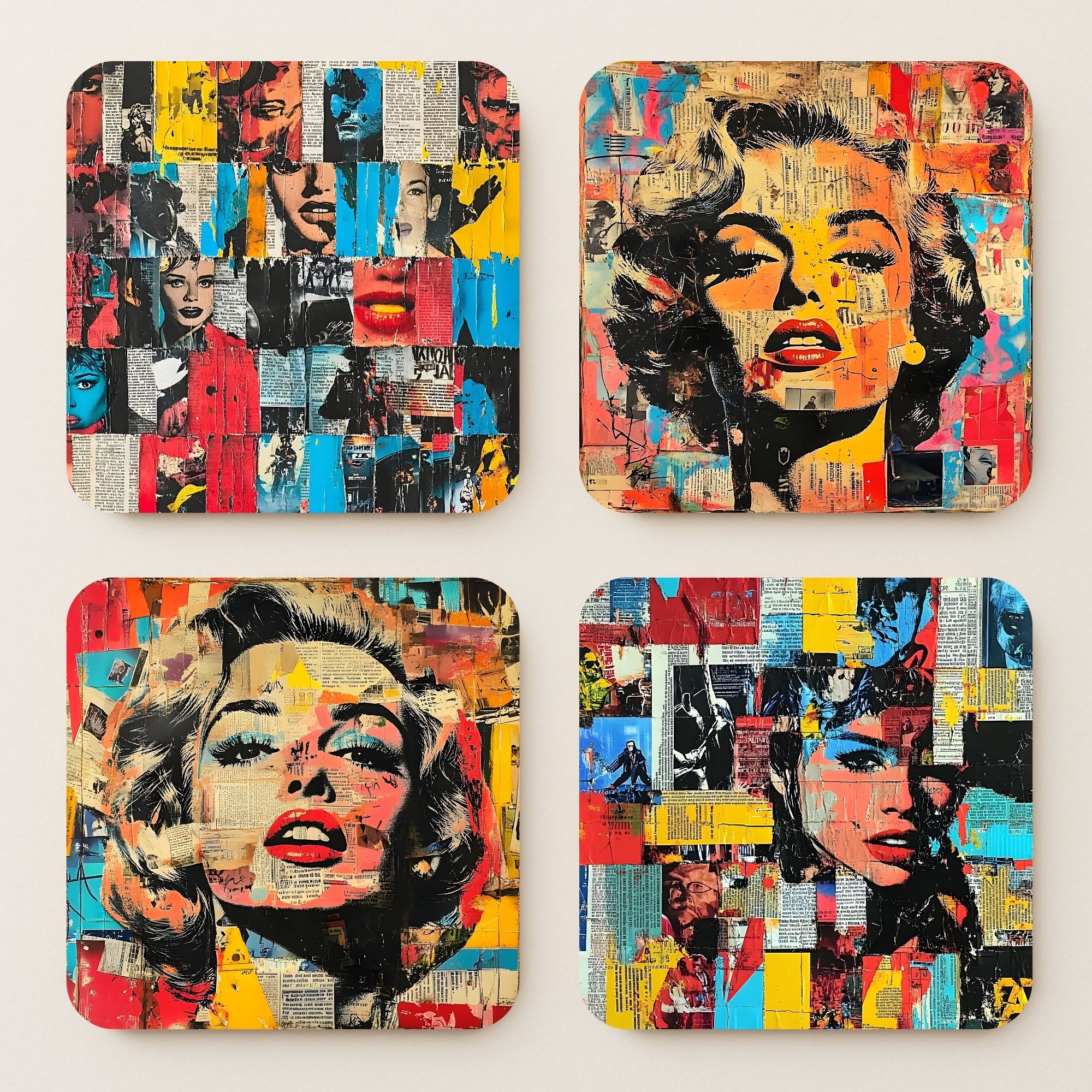 Pop Art Journal MDF Coasters - Set Of 4
