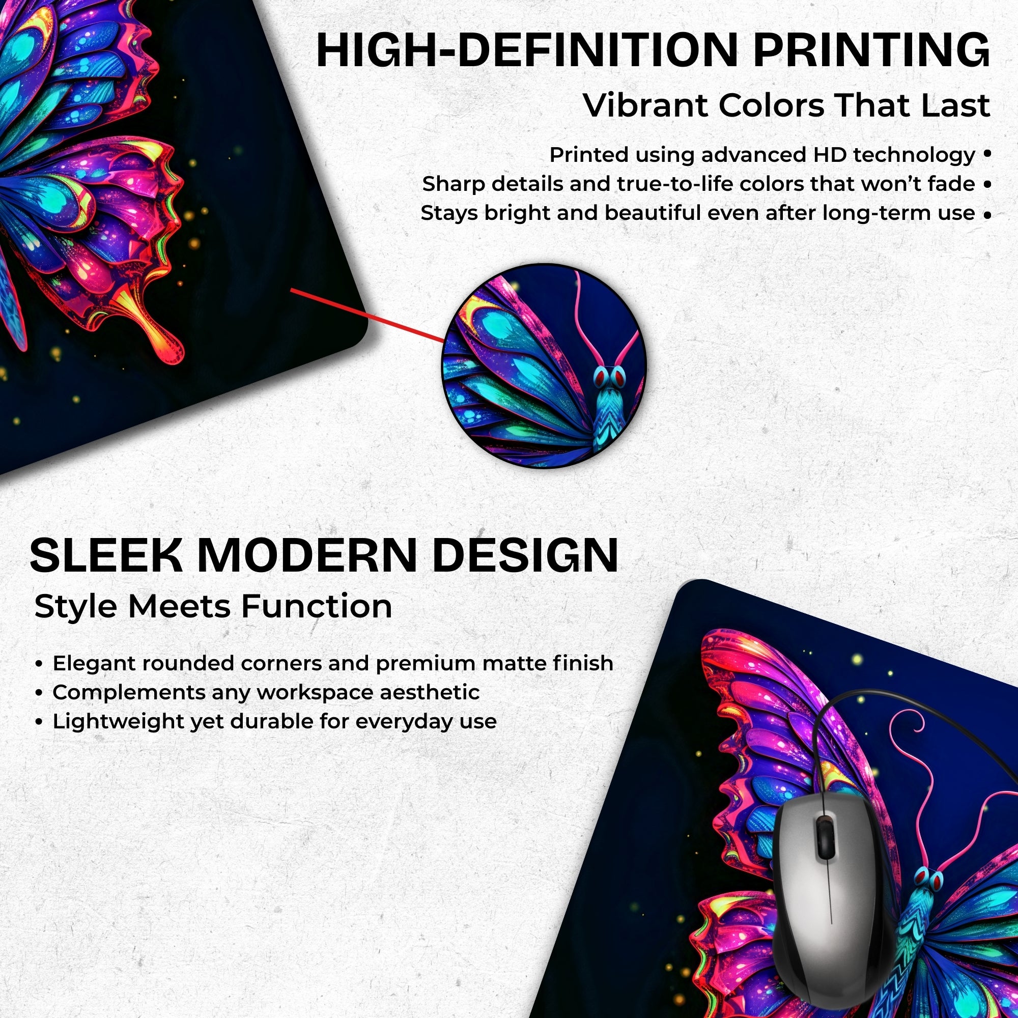 Starlight Butterfly Mouse Pad