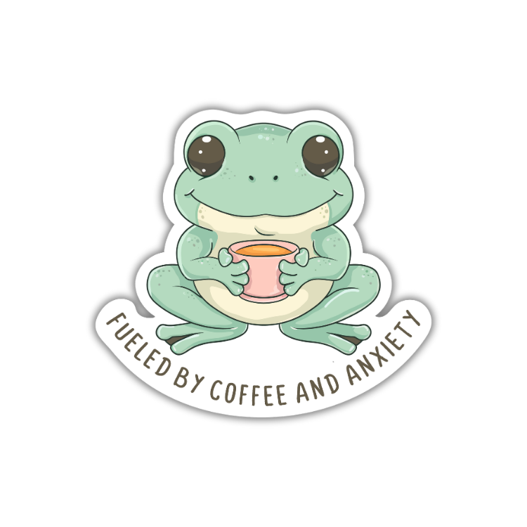 Fueled By Coffee and Anxiety Vinyl Waterproof Sticker