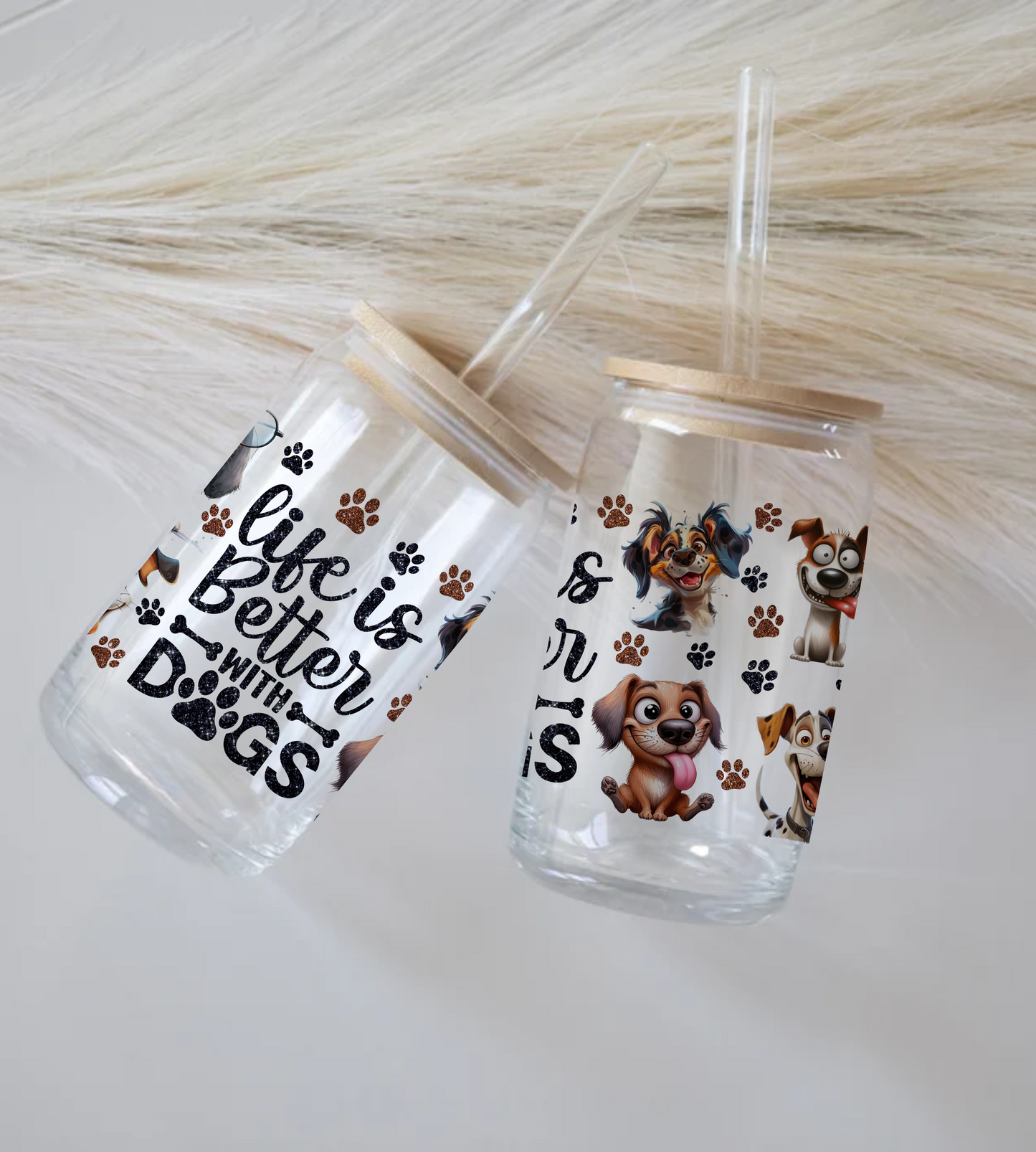 Life Is Better With Dogs - Glass Tumbler