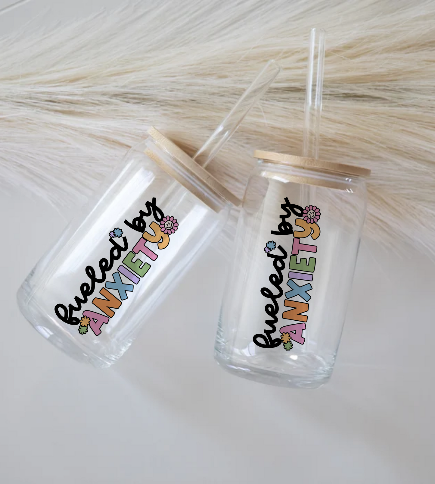 Fueled By Anxiety - Glass Tumbler