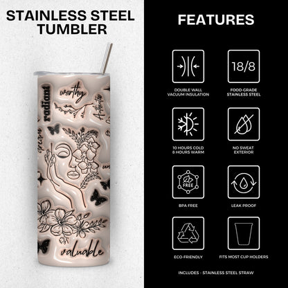 Positive Affirmations 3D Stainless Steel Vacuum Insulated Tumbler