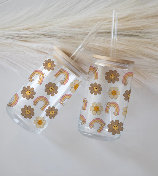 Retro Rainbows - Glass Tumbler