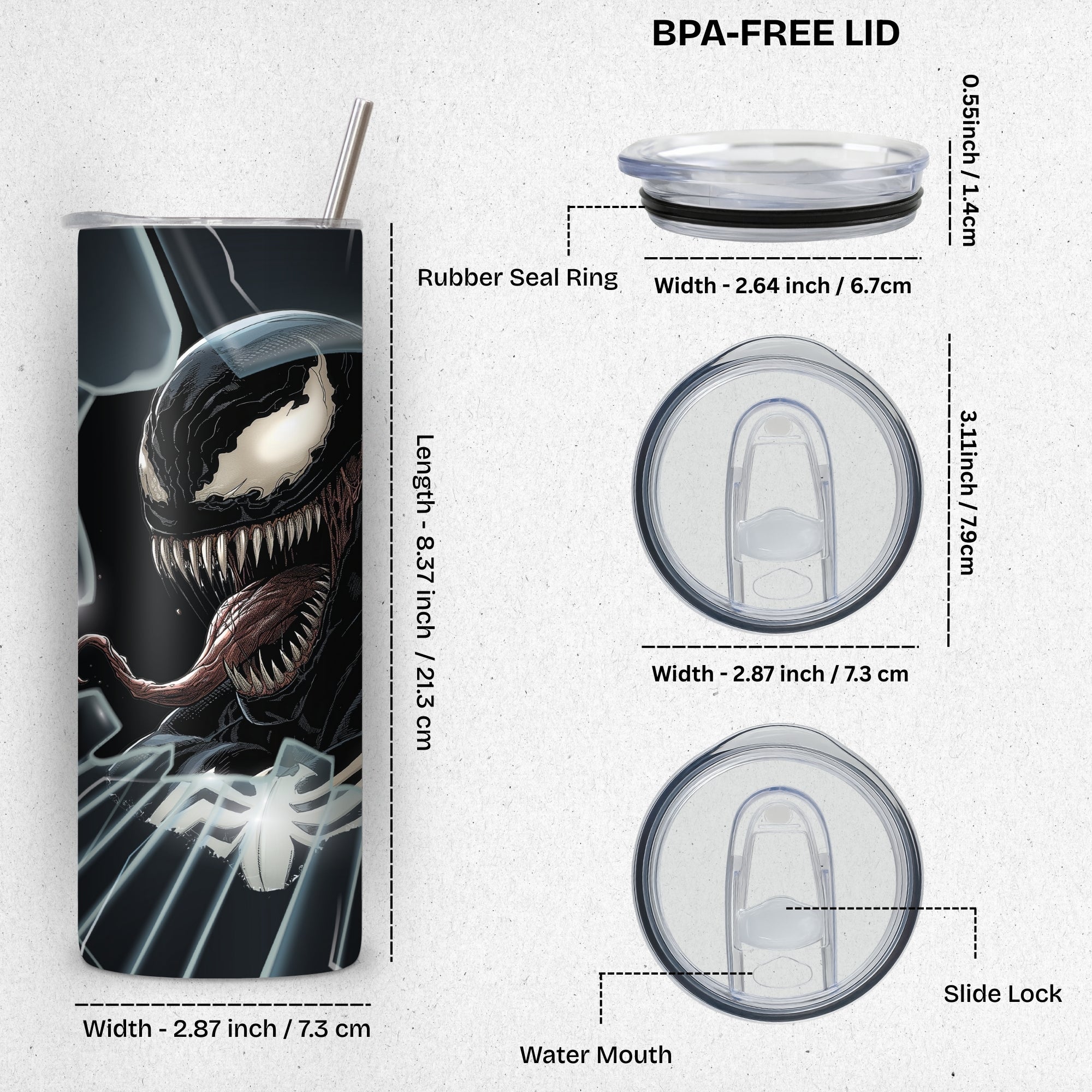 Venom Themed Stainless Steel Vacuum Insulated Tumbler