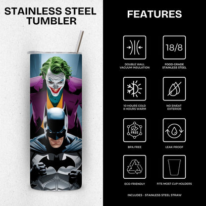 Joker Batman Duo Themed Stainless Steel Vacuum Insulated Tumbler