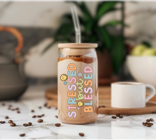 Stressed But Blessed - Glass Tumbler