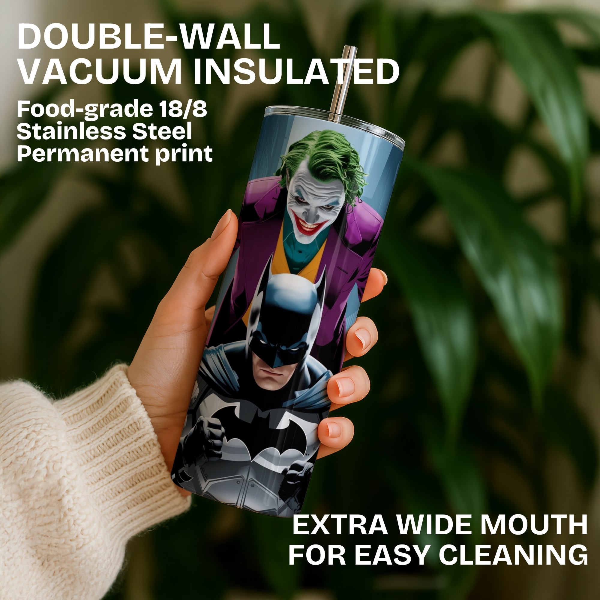 Joker Batman Duo Themed Stainless Steel Vacuum Insulated Tumbler