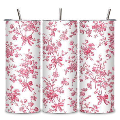 Pink Floral Themed Stainless Steel Vacuum Insulated Tumbler