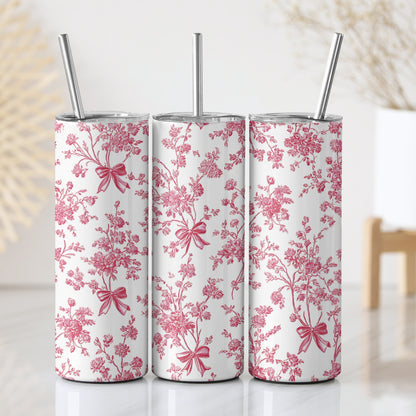 Pink Floral Themed Stainless Steel Vacuum Insulated Tumbler