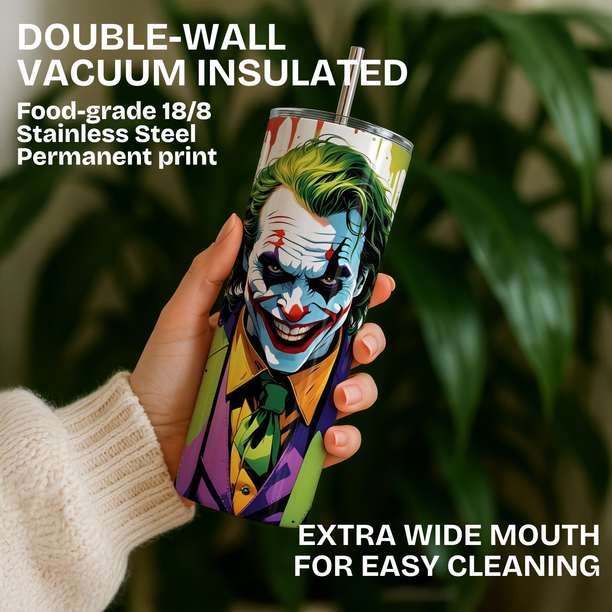 Joker Themed Stainless Steel Vacuum Insulated Tumbler