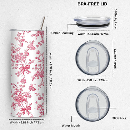 Pink Floral Themed Stainless Steel Vacuum Insulated Tumbler
